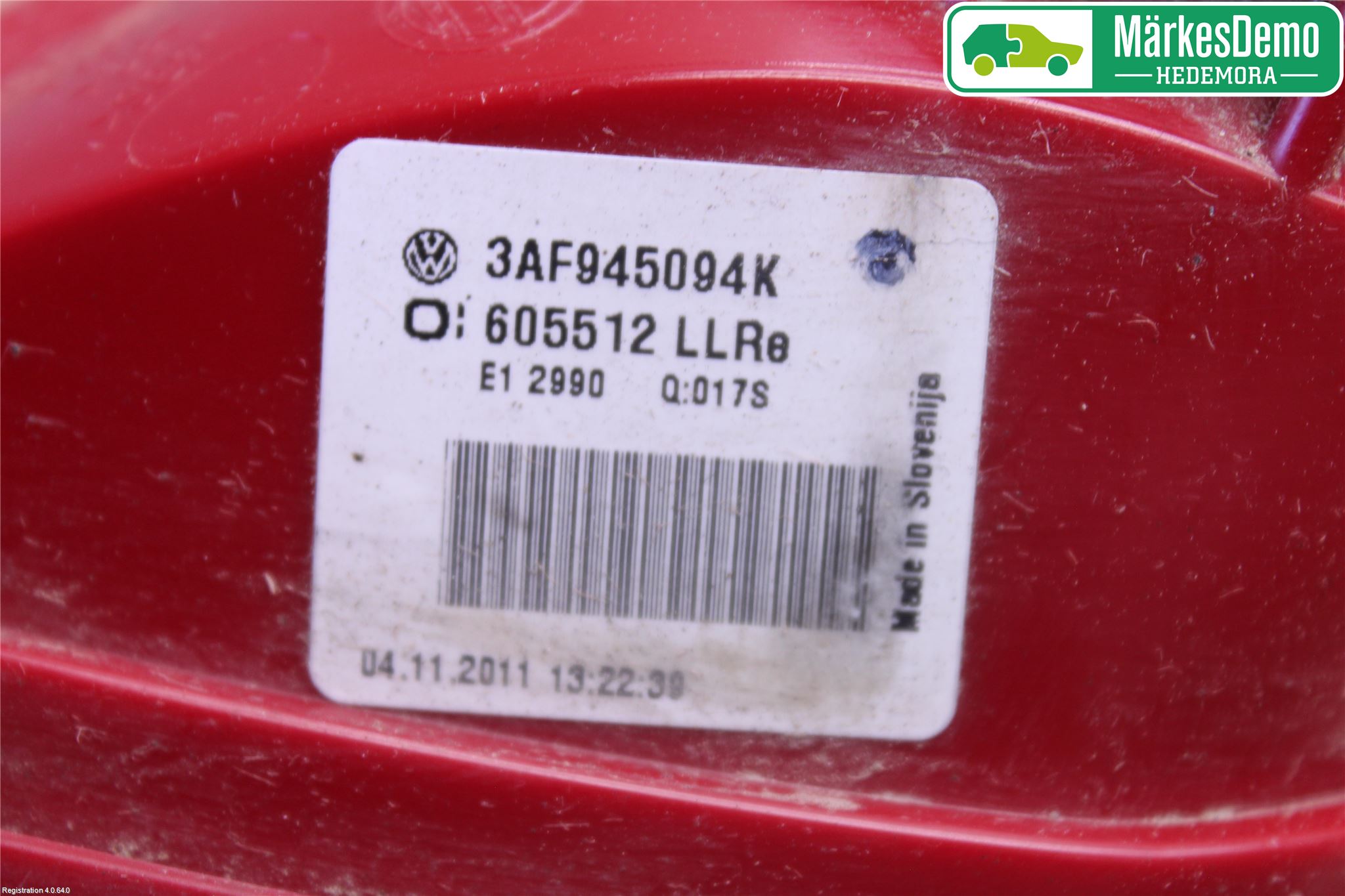 Volkswagen VW PASSAT 11-14 Baklykt Høyre  På Luke(Indre)