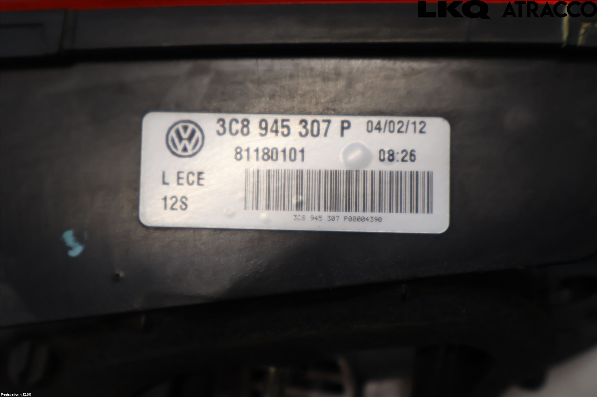 Volkswagen VW PASSAT CC 08-16 Baklykt Venstre  På Luke(Indre