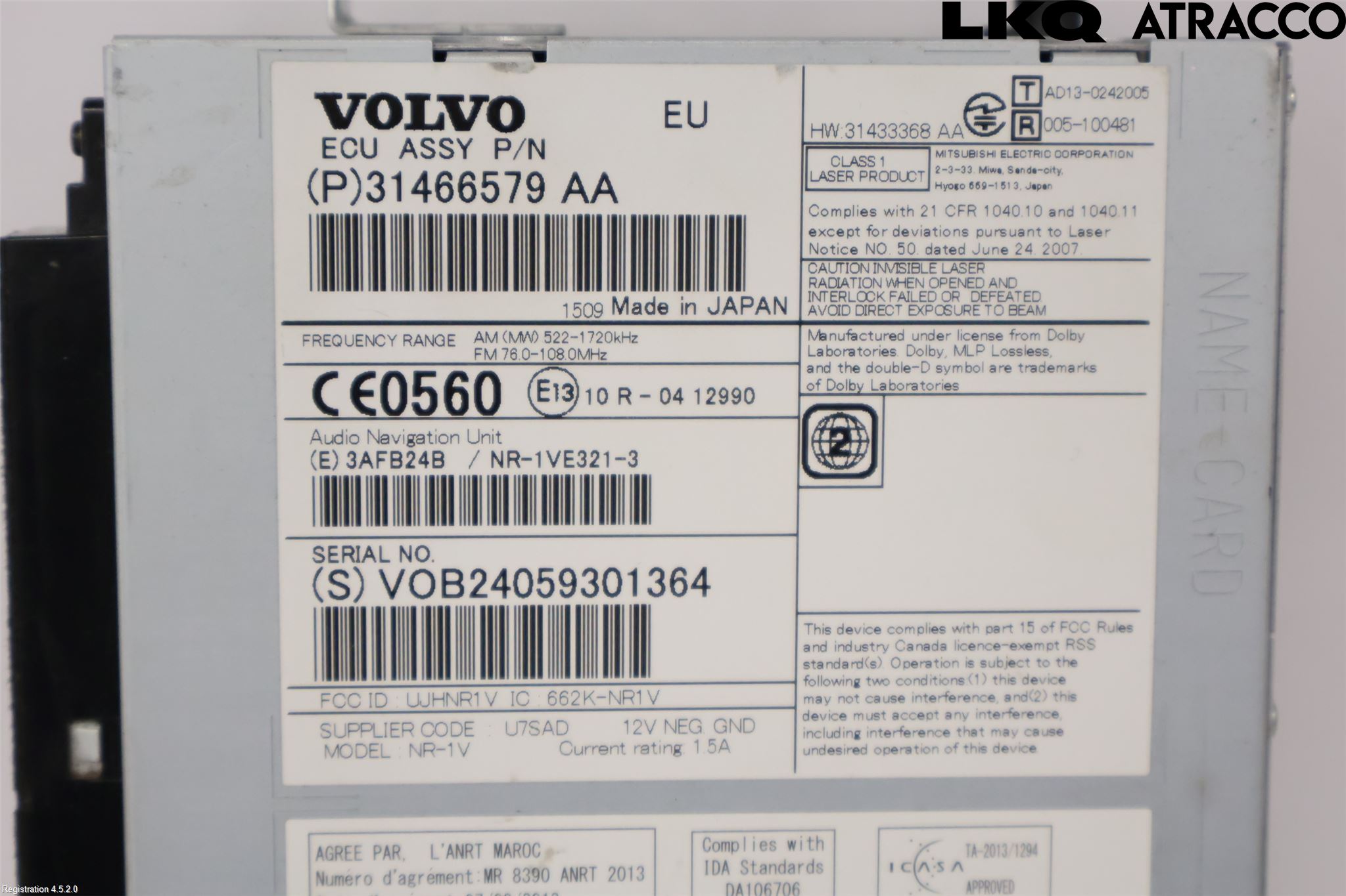 Volvo V60 14-18 Stereo Radio Med Cd