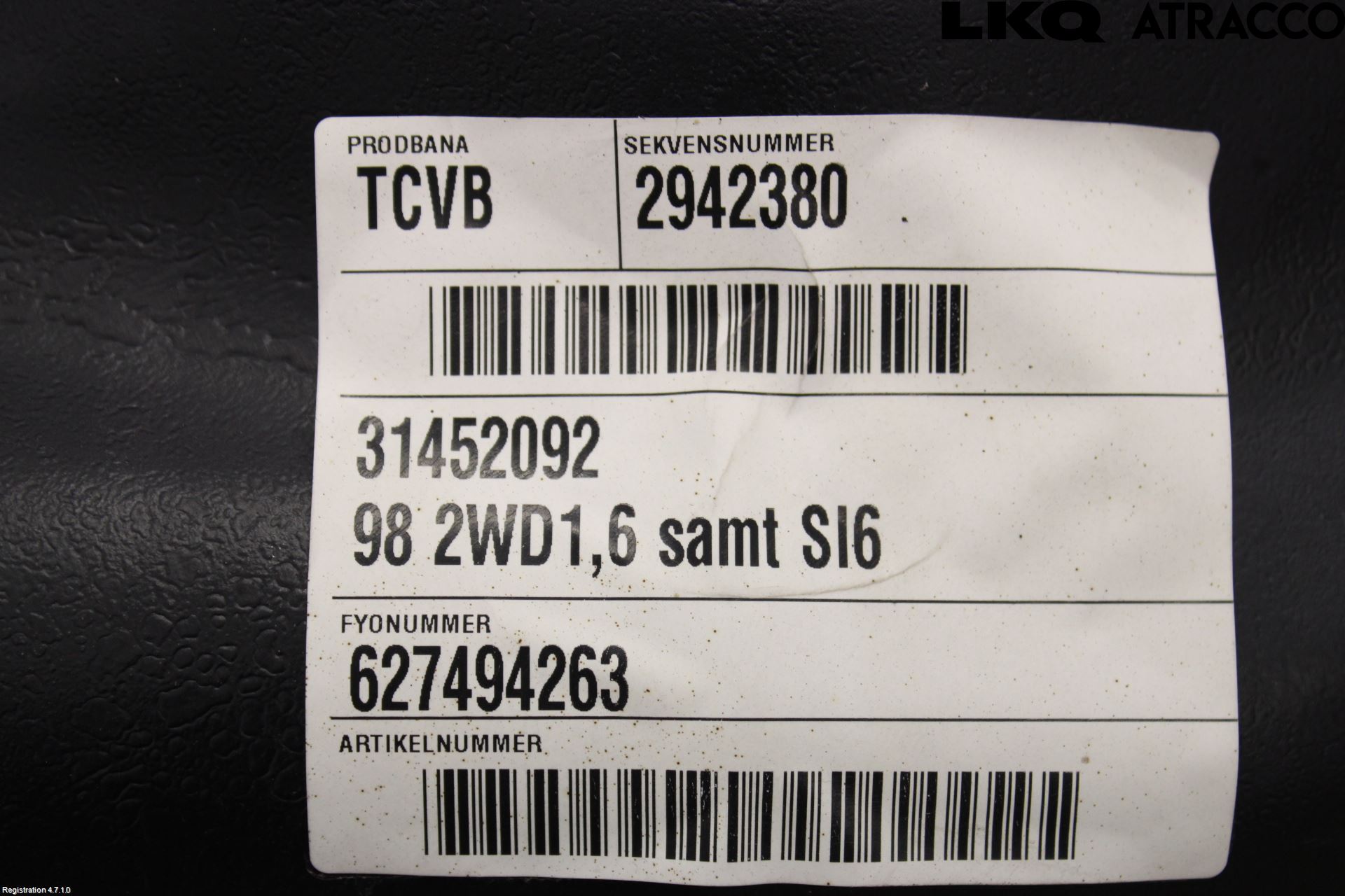 Volvo V70 14-16 Drivstofftank