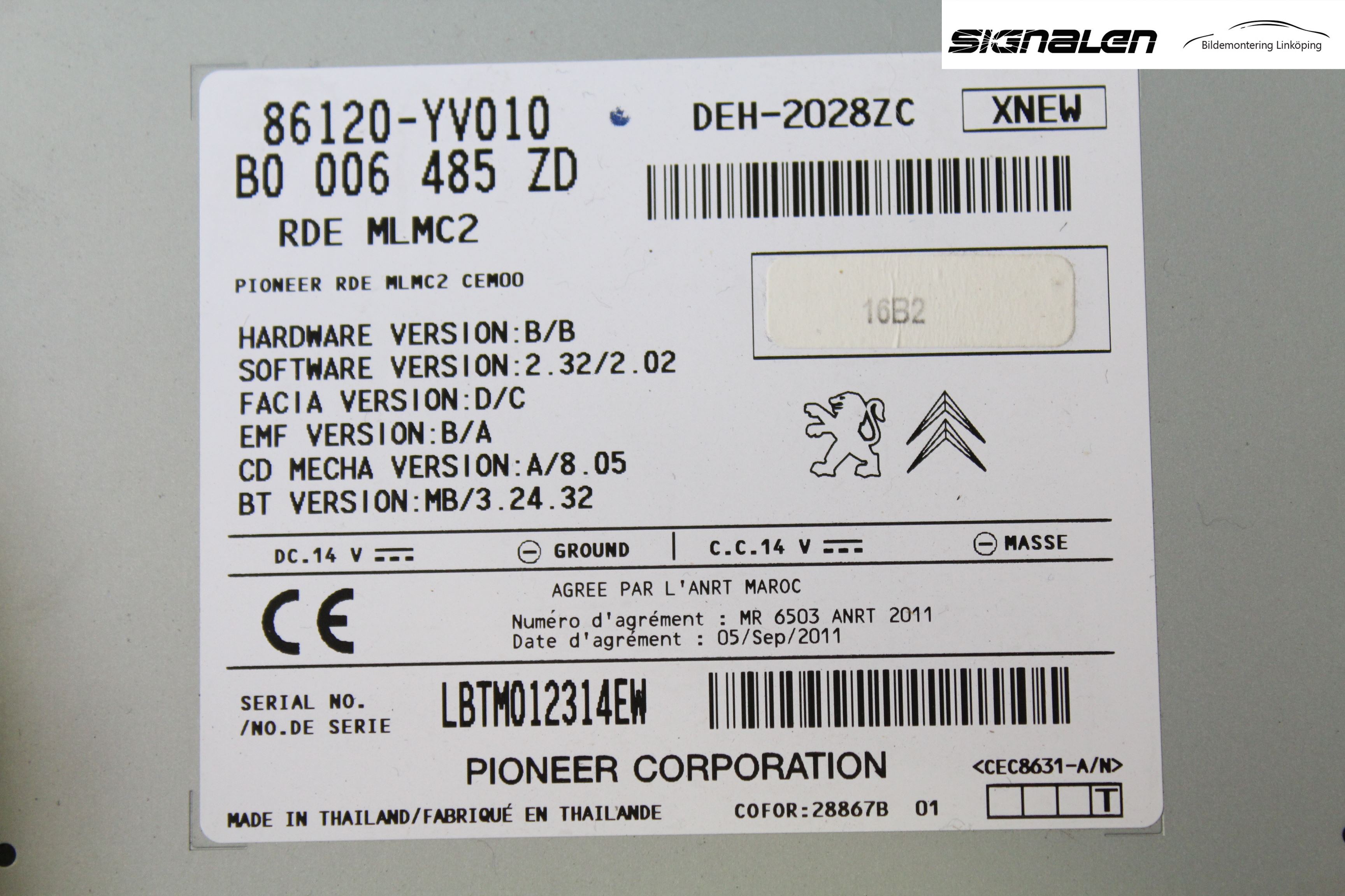 Toyota AYGO 06-14 Stereo Radio Med Cd