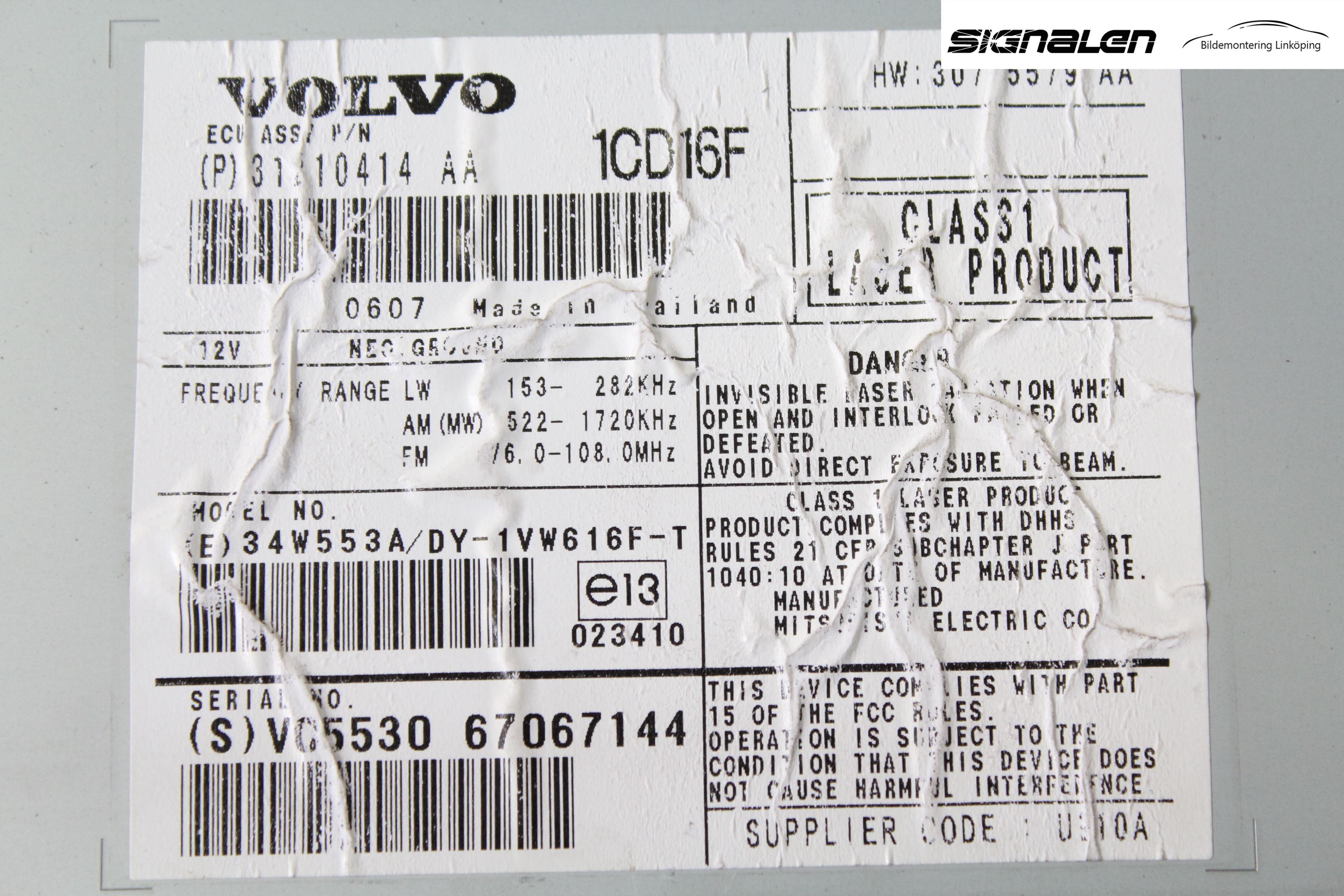 Volvo V50 04-07 Stereo Radio Med Cd