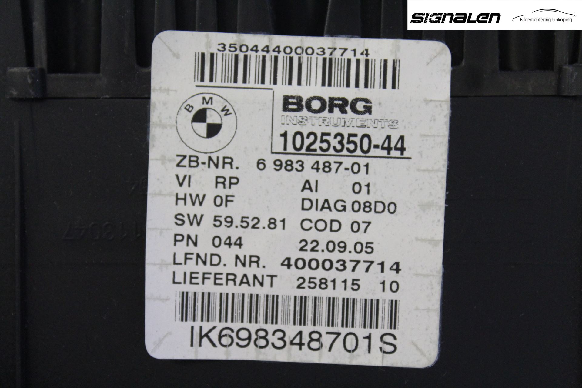 BMW 3 E90/91 SED/TOU 05-12 Instr Kombinert