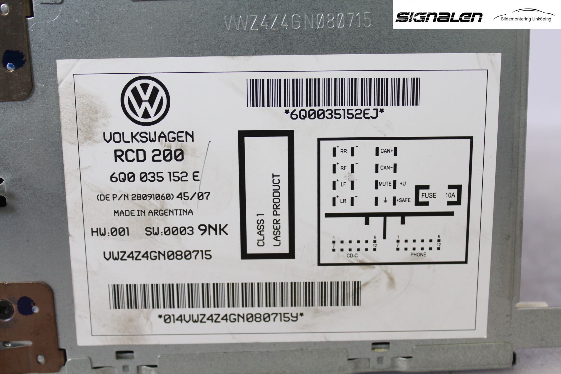 Volkswagen VW POLO 05-09 Stereo Radio Med Cd