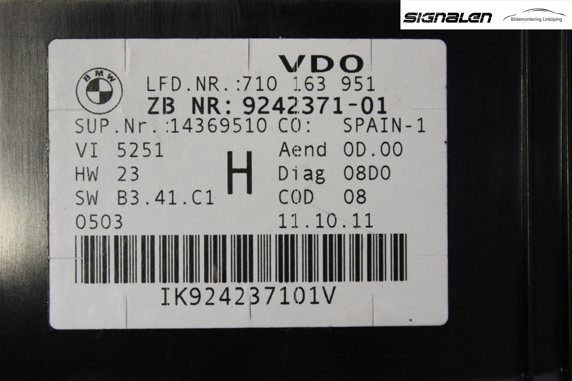 BMW 3 E90/91 SED/TOU 05-12 Instr Kombinert