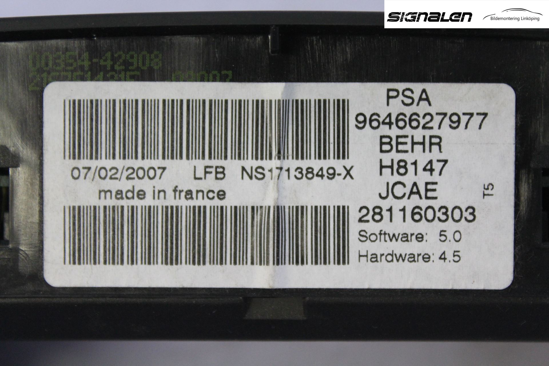 Peugeot 307     05-08 Varme Ac Betjening-Display