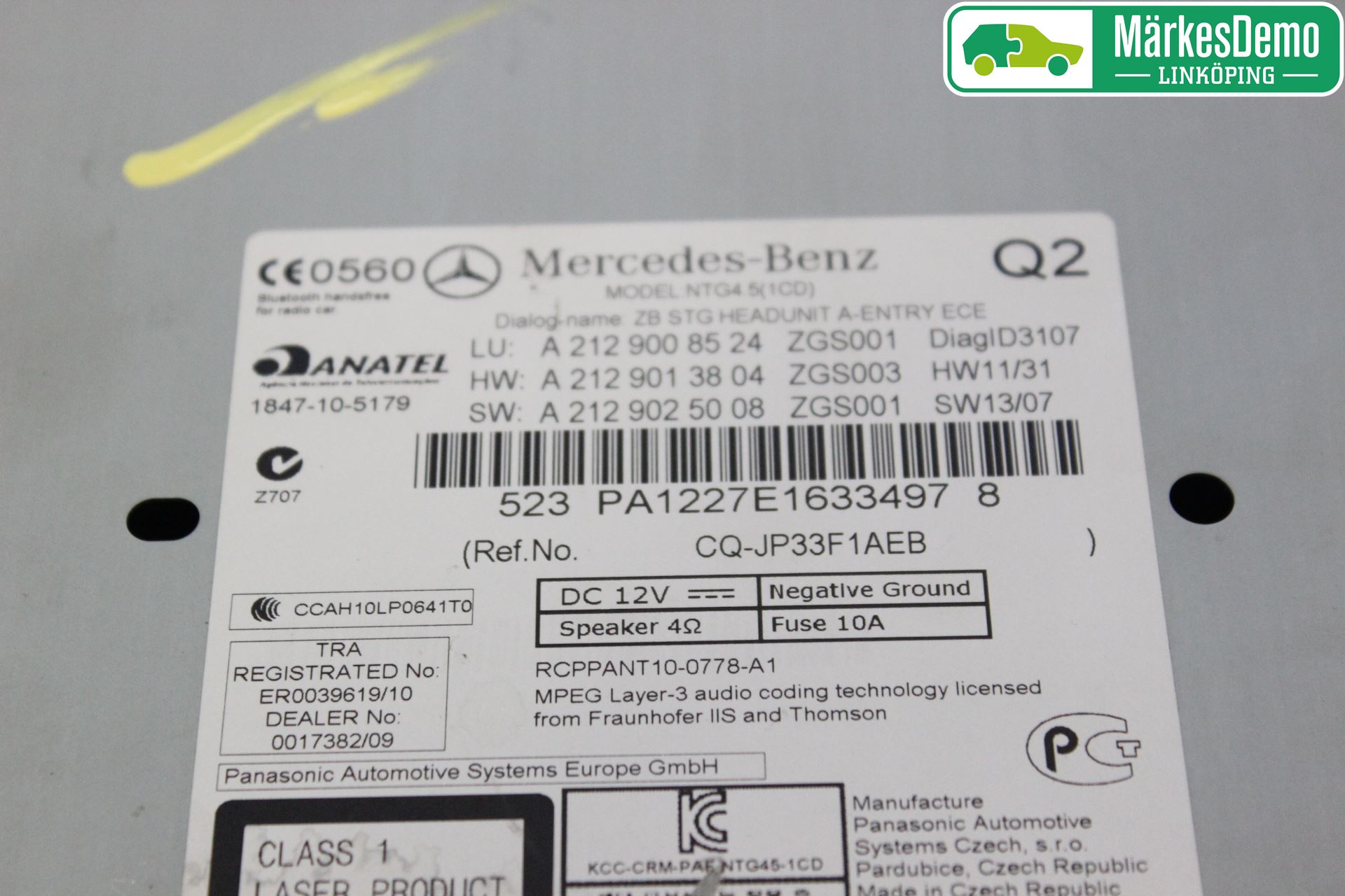 Mercedes-Benz MB E-KLASS (W212) 09-16 Stereo Radio Med Cd