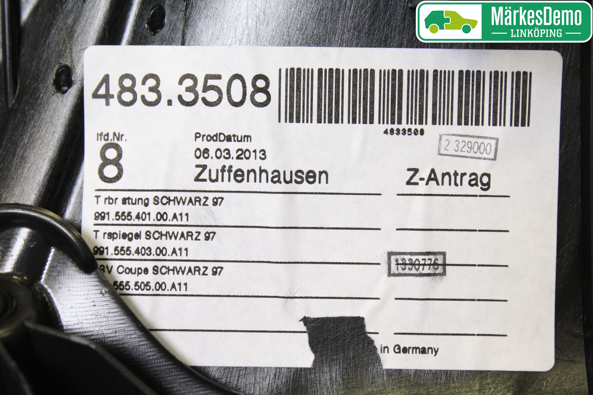 Porsche 911 64- Innr Sidetrekk-Deksel