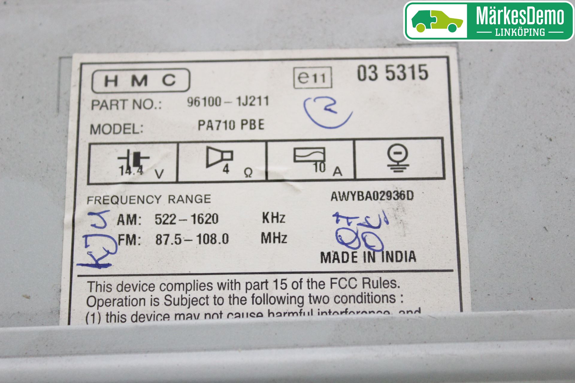 Hyundai i20 PB 09-14 Stereo Radio Med Cd