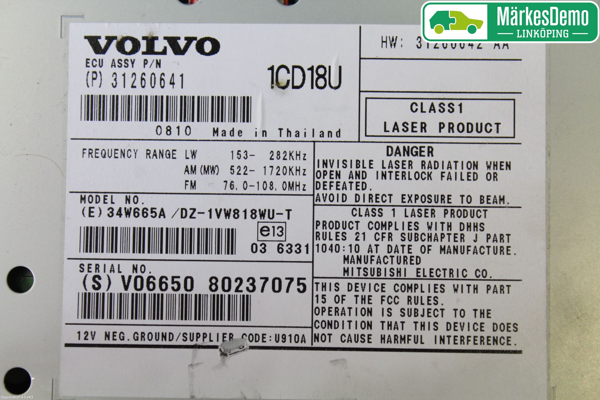 Volvo V50 08-12 Stereo Radio Med Cd