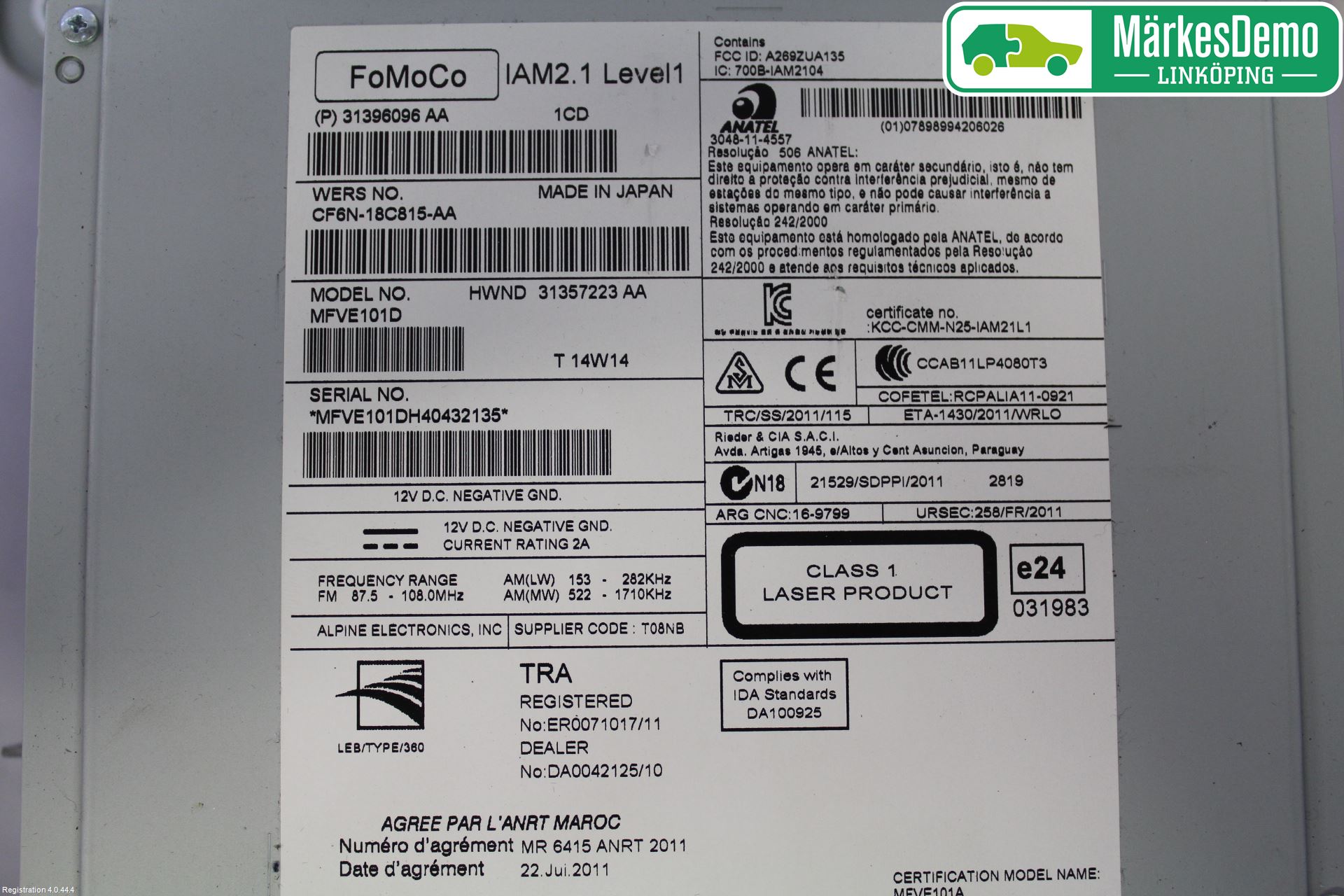 Volvo V70 14-16 Stereo Radio Med Cd