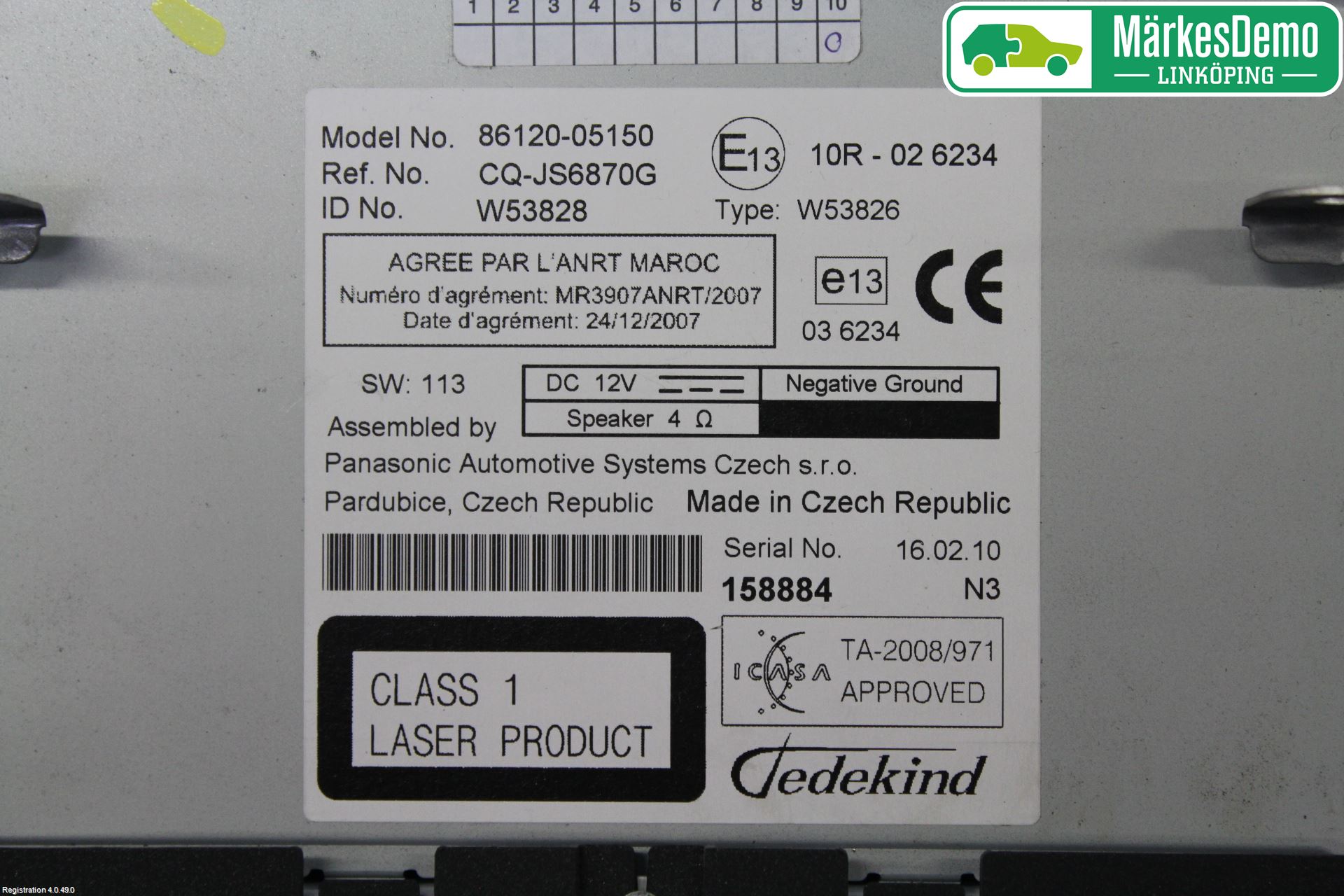 Toyota AVENSIS 09-15 Stereo Radio Med Cd