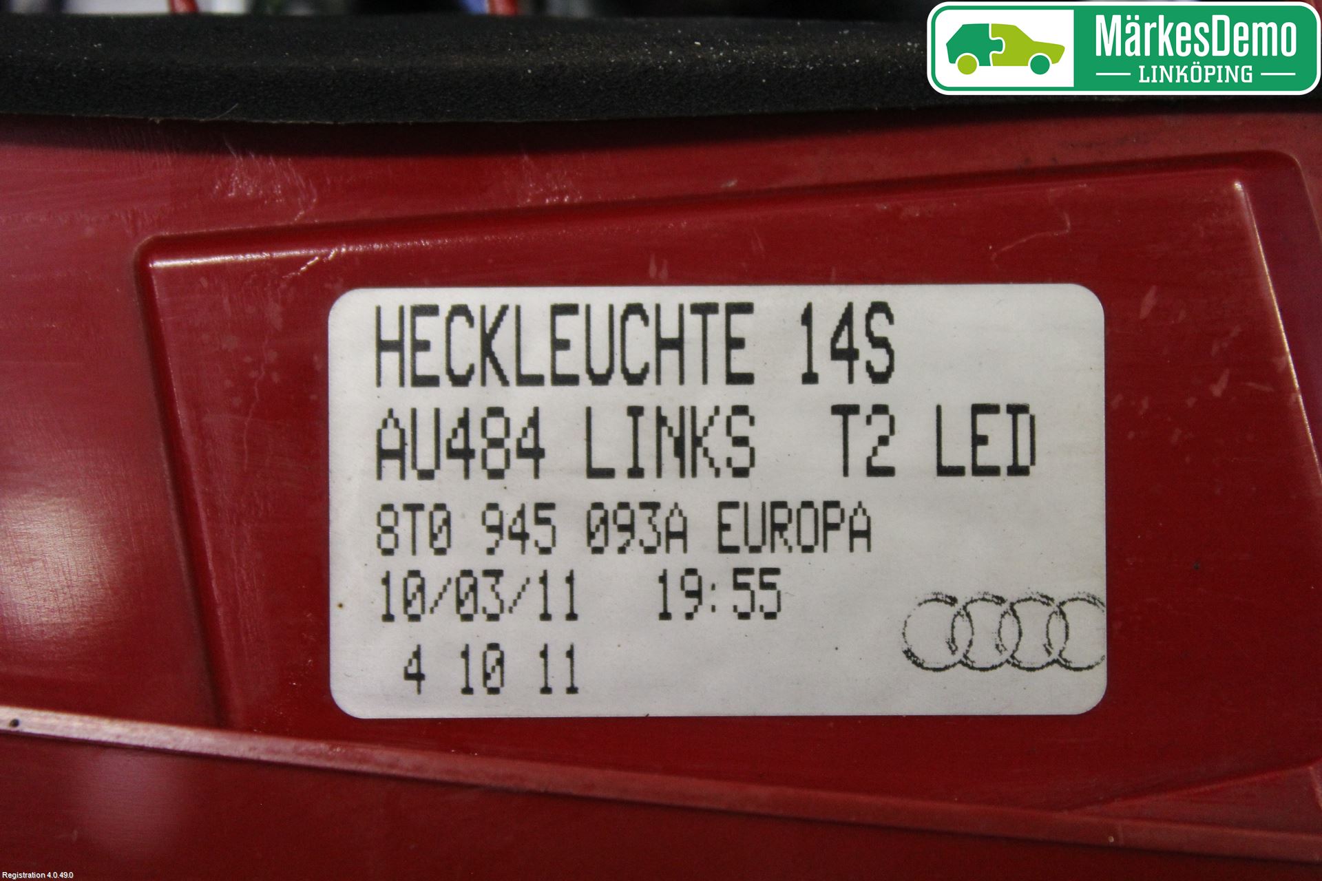 Audi A5 07-16 Baklykt Venstre  På Luke(Indre