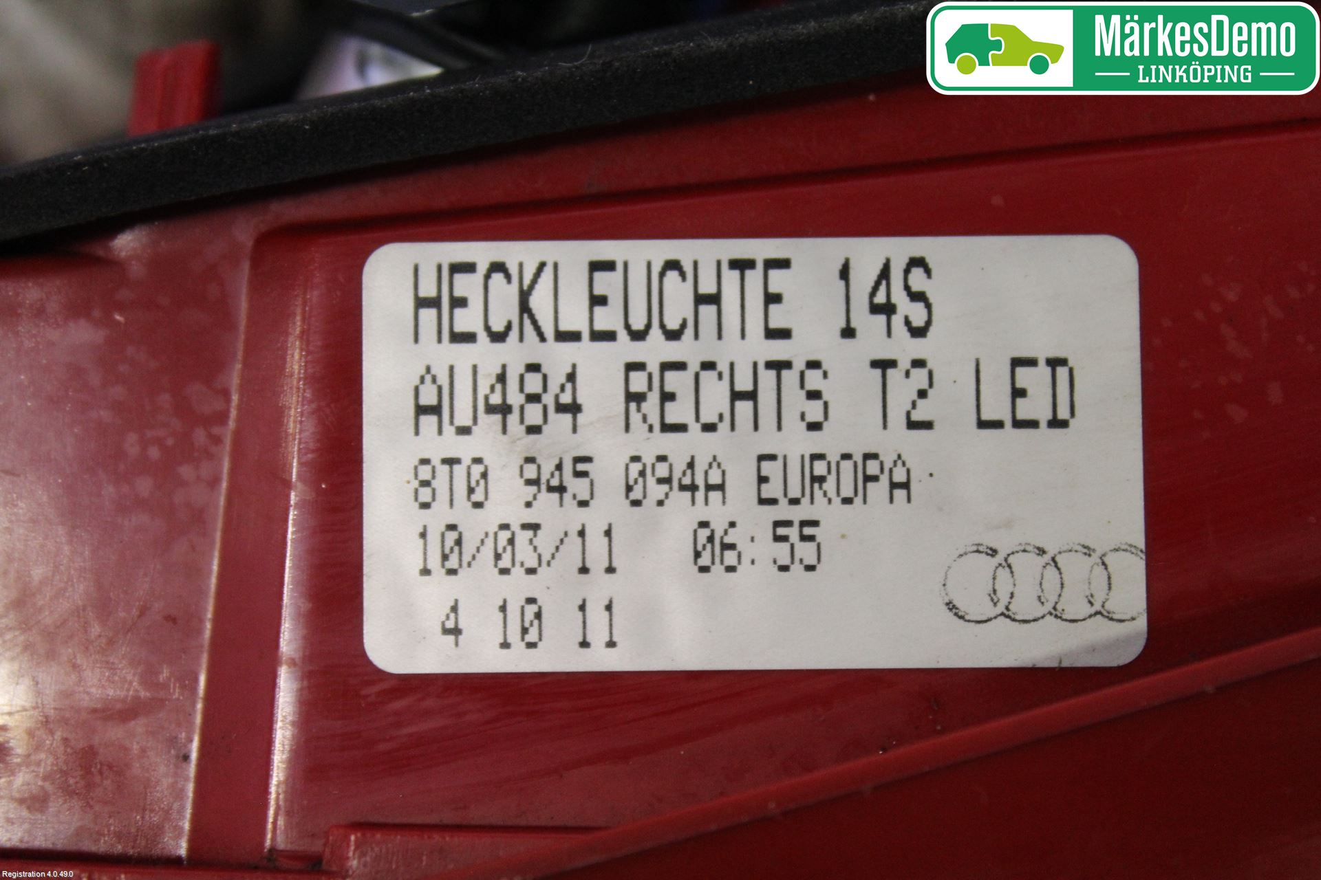 Audi A5 07-16 Baklykt Høyre  På Luke(Indre)