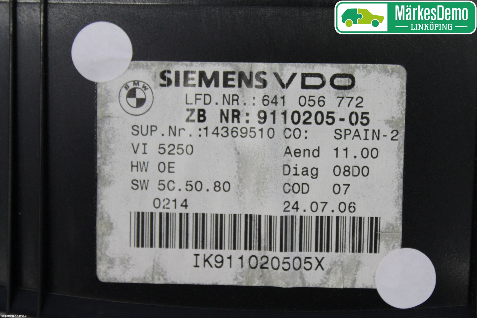 BMW 3 E90/91 SED/TOU 05-12 Instr Kombinert