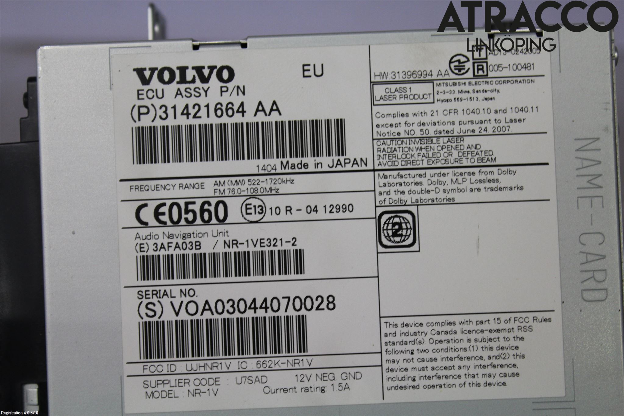 Volvo V40 12-19 Stereo Radio Med Cd