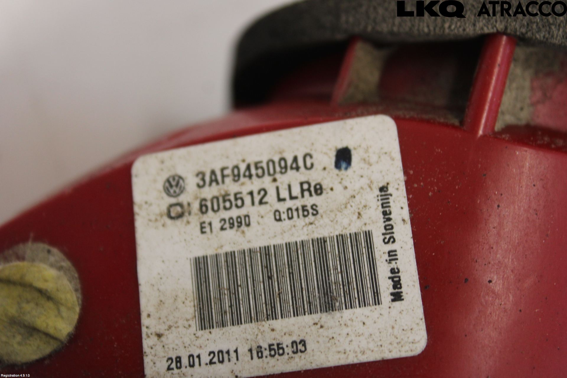 Volkswagen VW PASSAT 11-14 Baklykt Høyre  På Luke(Indre)