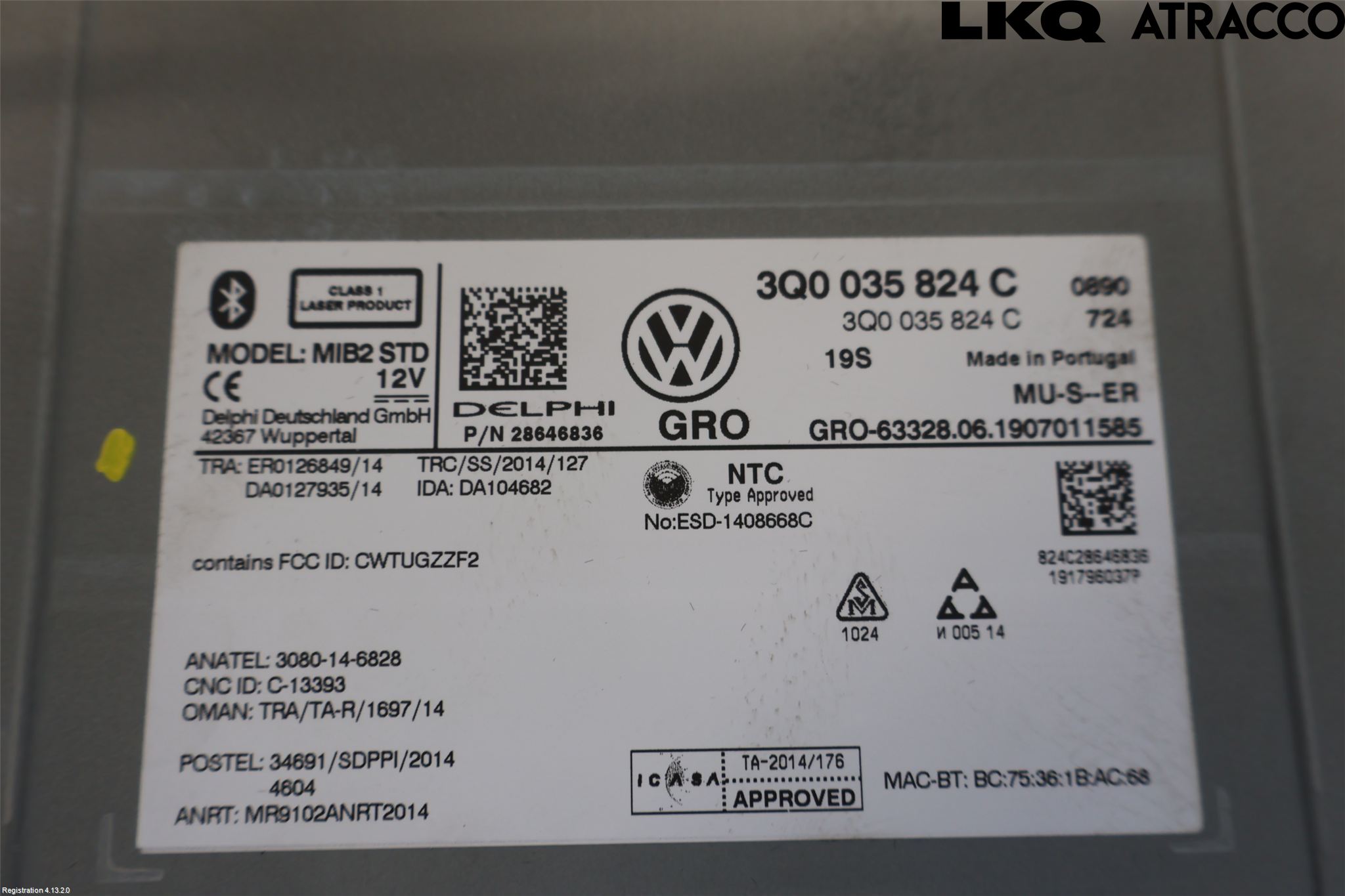 Volkswagen VW GOLF / E-GOLF VII 13-20 Stereo Radio Med Cd