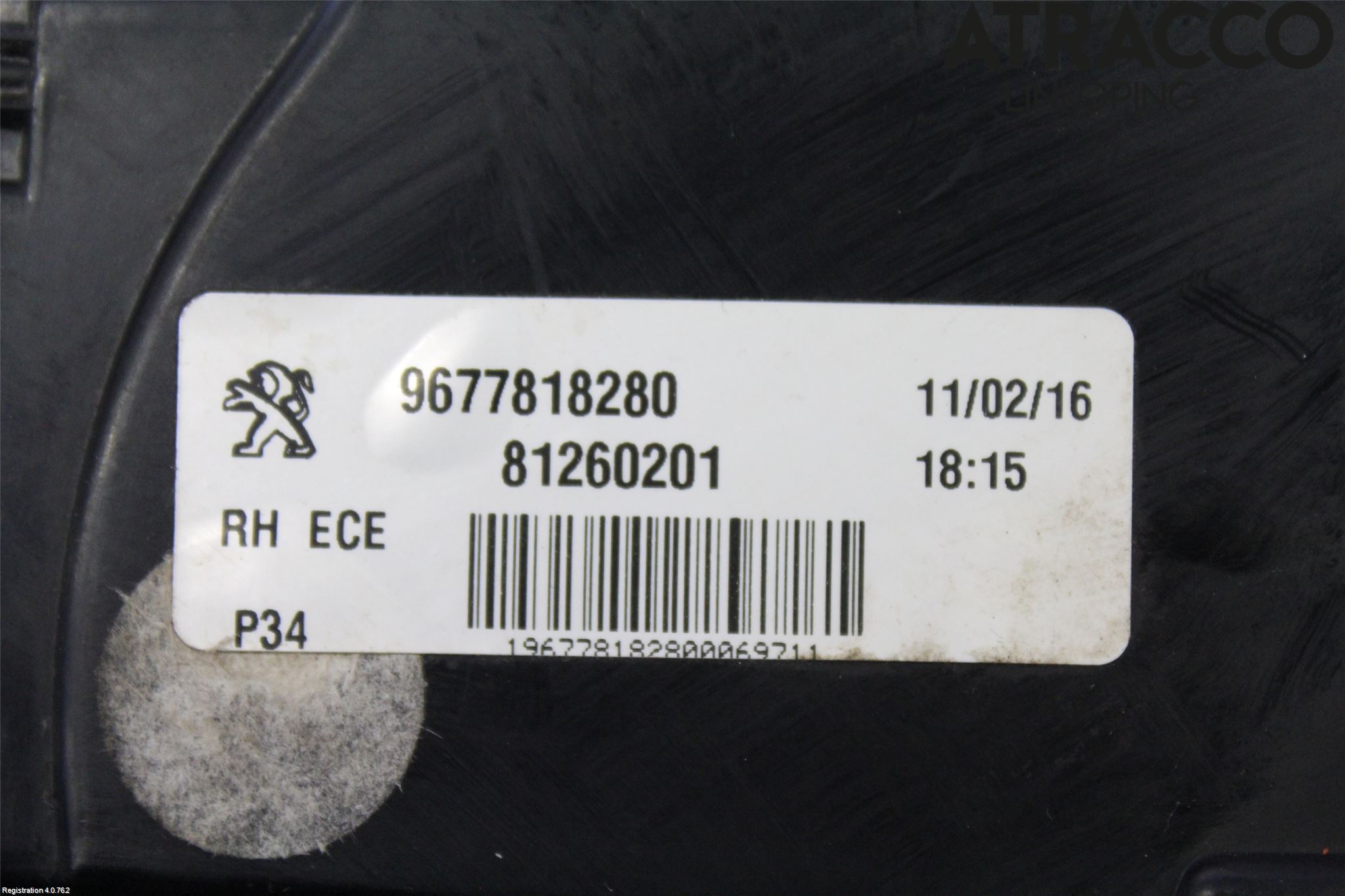 Peugeot 308 14-21 Baklykt Høyre  På Luke(Indre)
