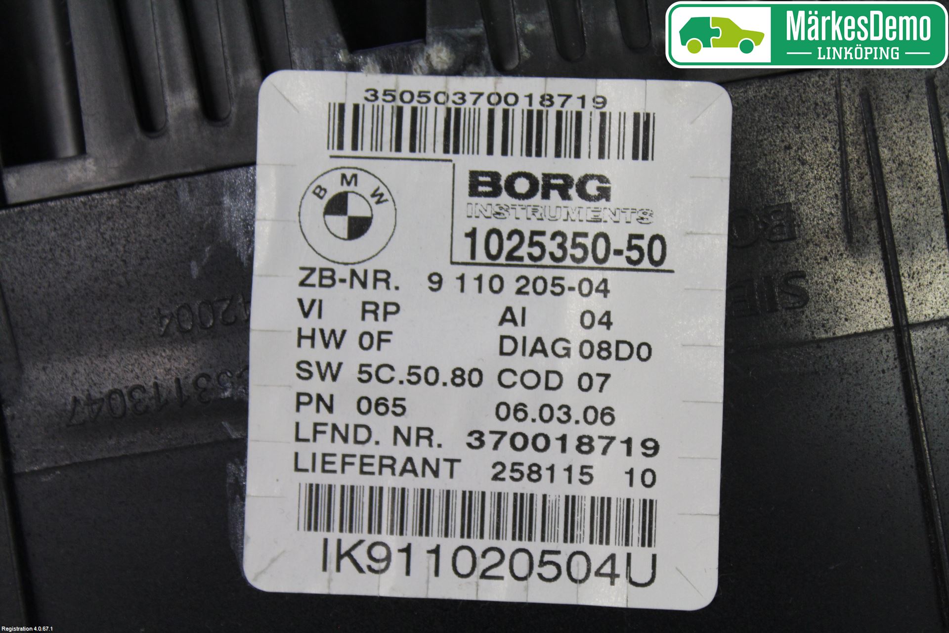 BMW 3 E90/91 SED/TOU 05-12 Instr Kombinert