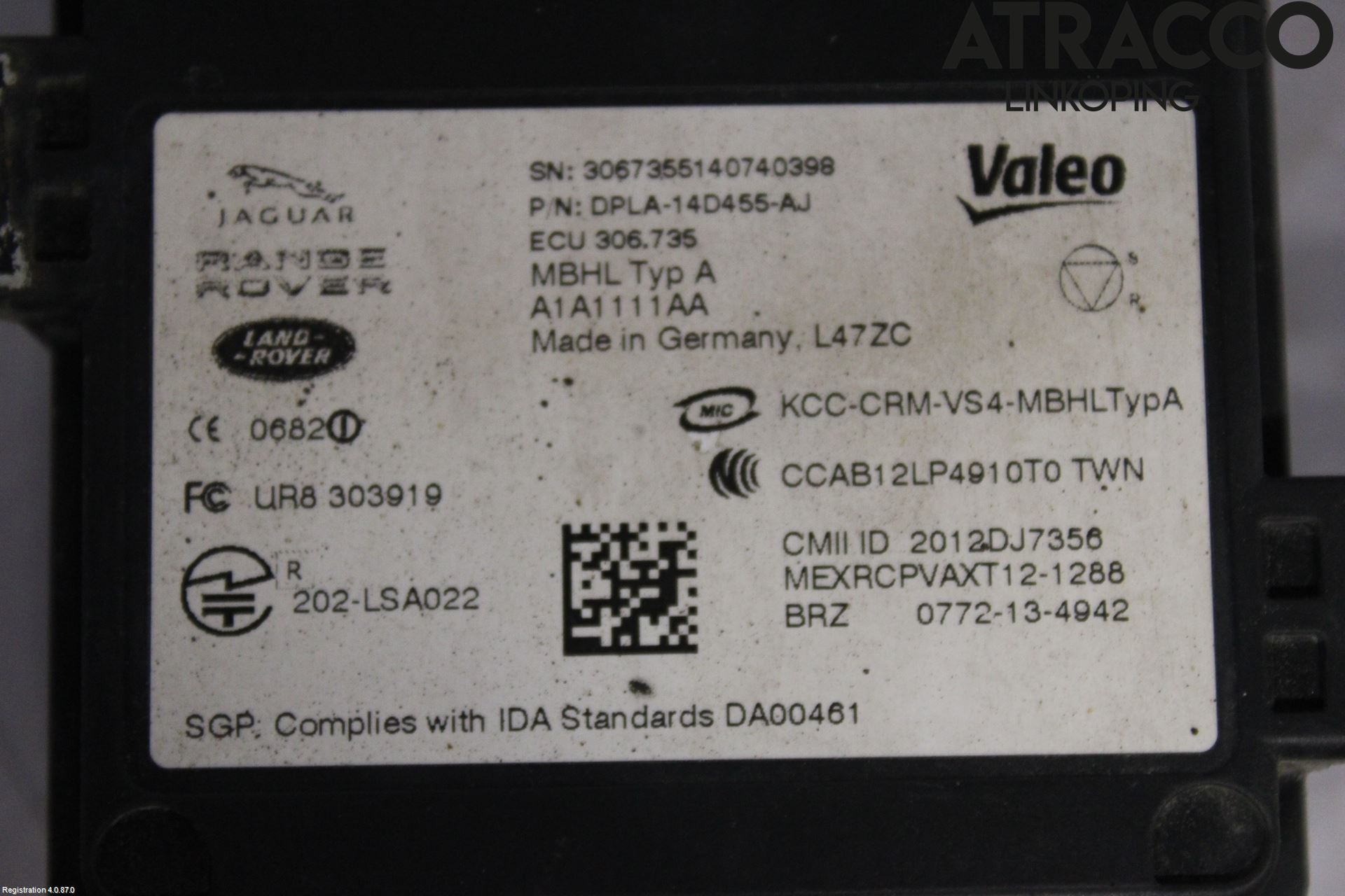 Landrover RANGE ROVER (L405) 13-21 Sensor Kollisjonsbeskyttelse