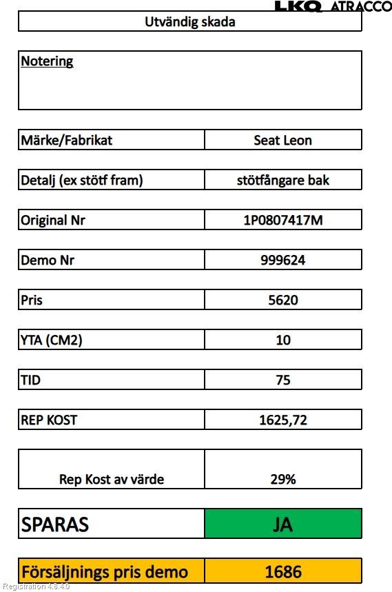 Seat LEON 06-12 Støtfanger Bak Overtrekk