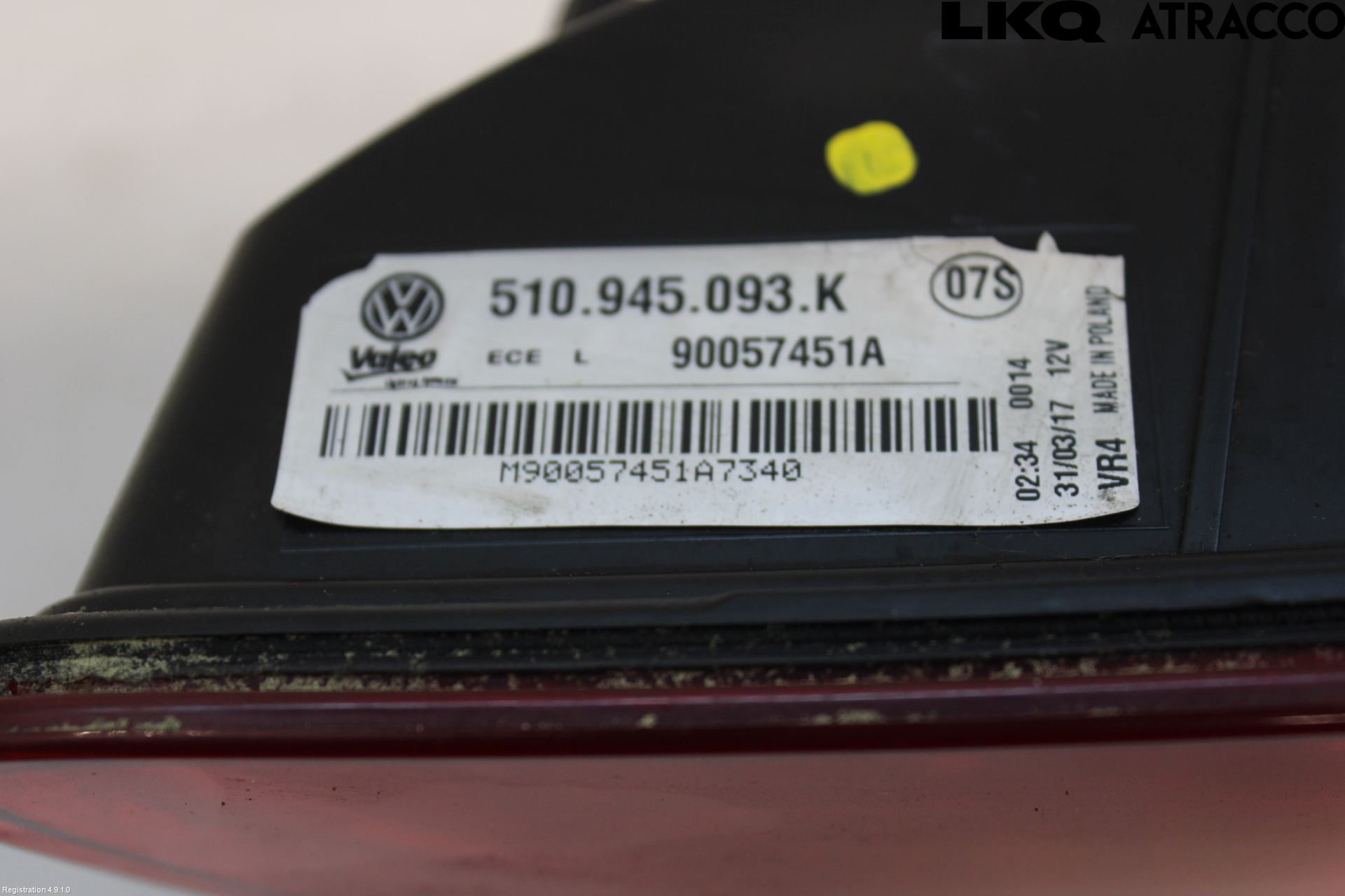 Volkswagen VW GOLF SPORTSVAN 15-20 Baklykt Venstre  På Luke(Indre