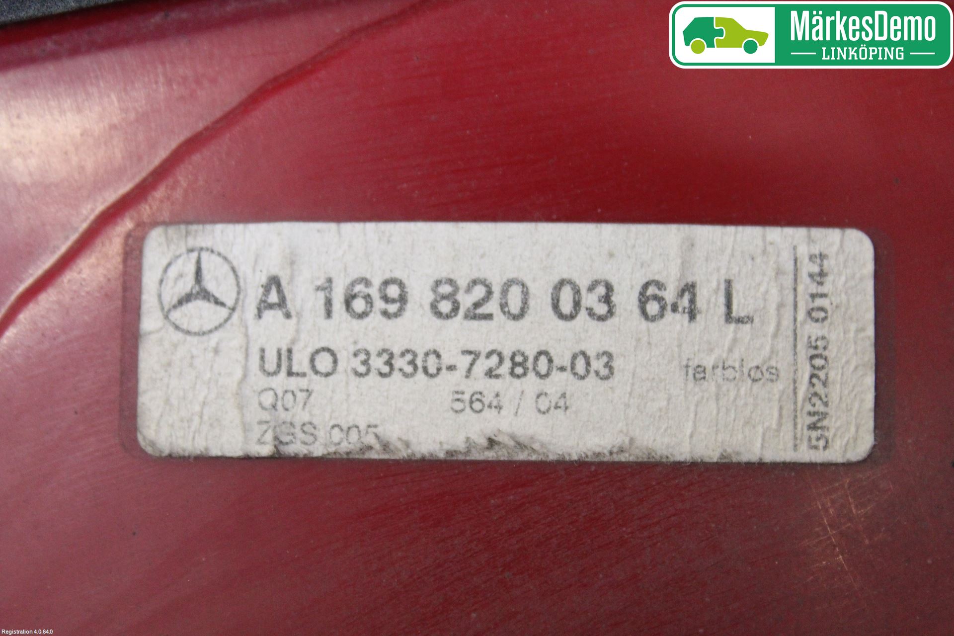 Mercedes-Benz MB A-KLASS (W169) 04-12 Baklykt Venstre