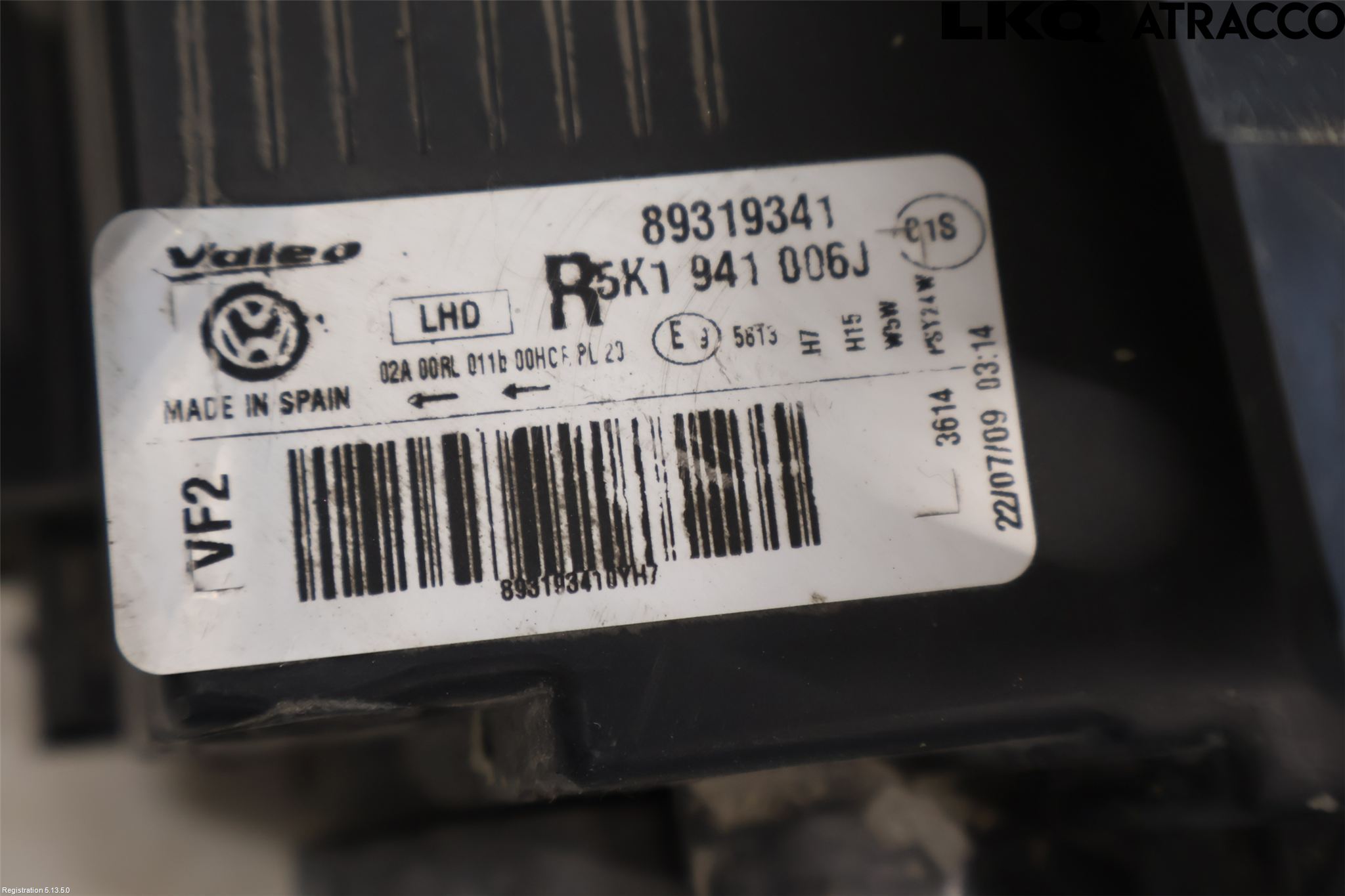 Volkswagen VW GOLF VI 09-13 Frontlykt Høyre