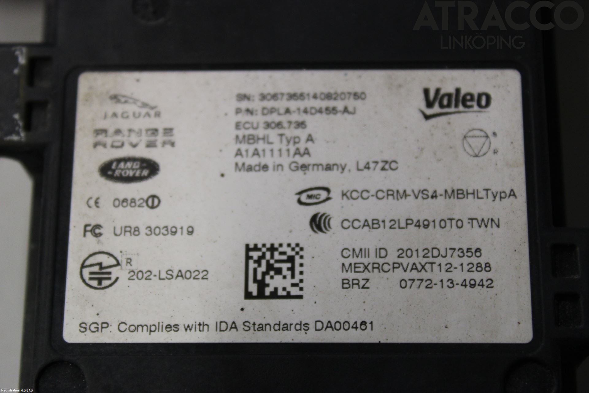 Landrover RANGE ROVER (L405) 13-21 Sensor Kollisjonsbeskyttelse