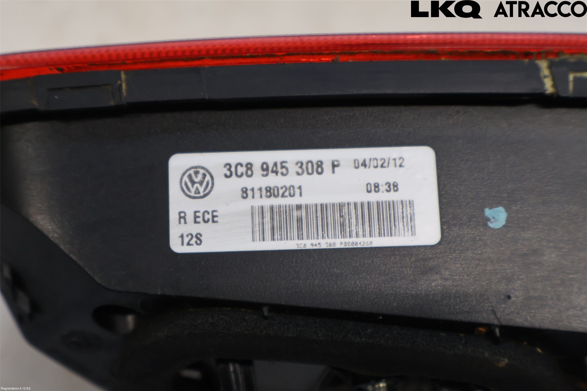 Volkswagen VW PASSAT CC 08-16 Baklykt Høyre  På Luke(Indre)