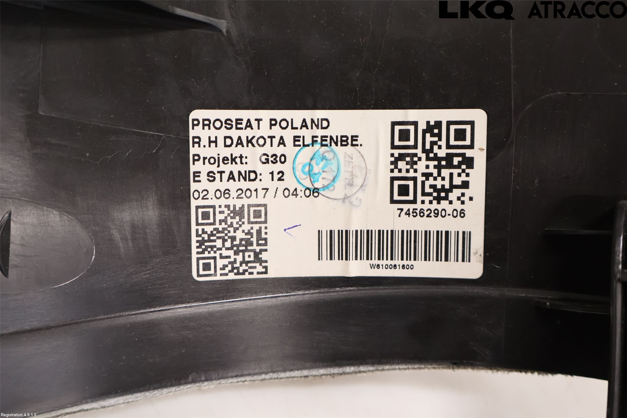 BMW 5 G30/G31/F90 17-23 Innr Sete Bak Seterygg