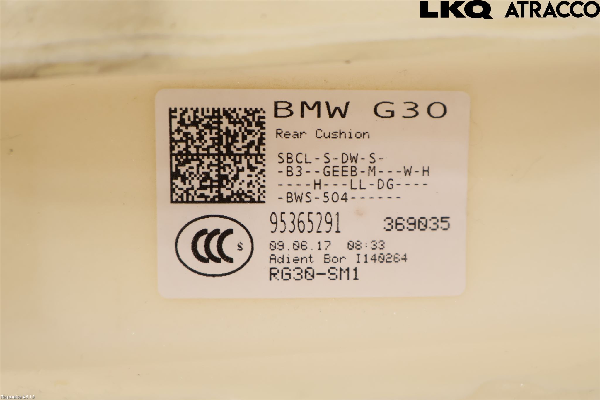 BMW 5 G30/G31/F90 17-23 Innr Sete Bak Sittepute