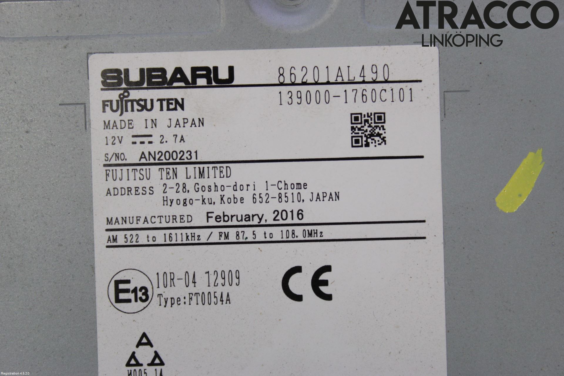 Subaru OUTBACK 15-20 Stereo Radio Med Cd