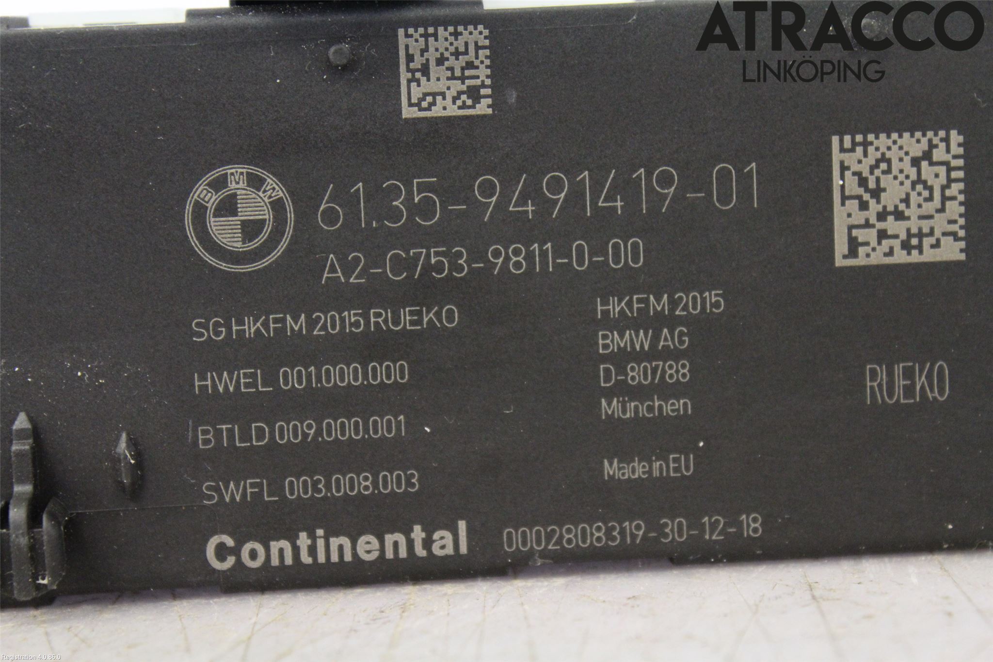 BMW 3 F30/F31/F80 12-19 Styreenhet Bakluke