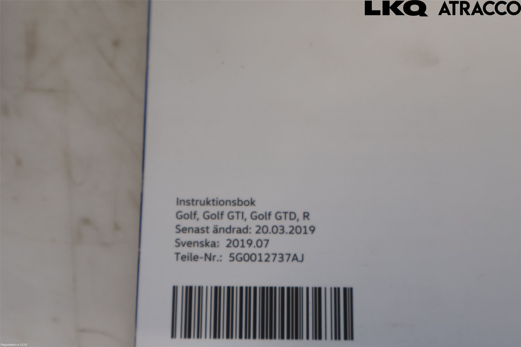 Volkswagen VW GOLF / E-GOLF VII 13-20 Instruksjonsbok