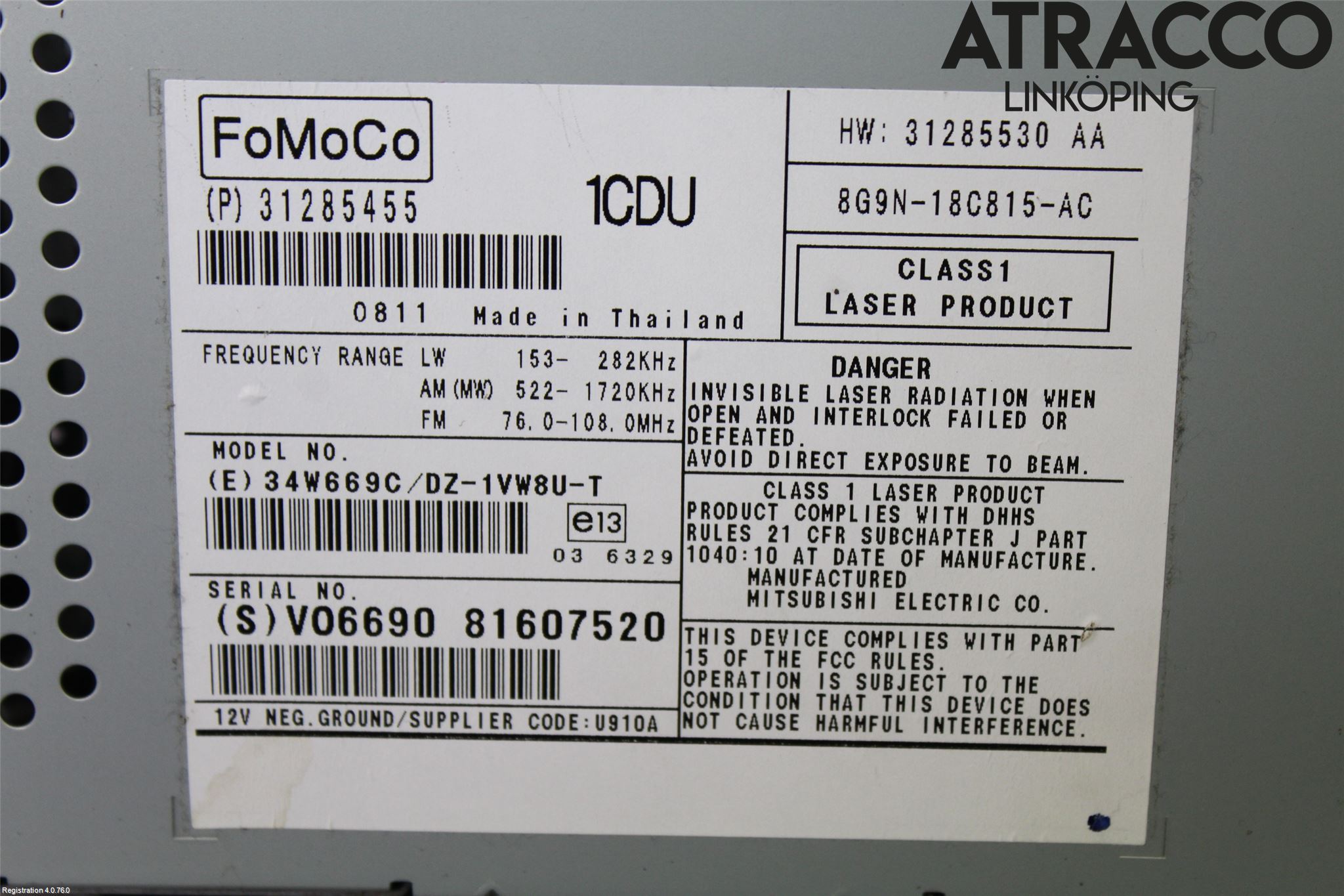 Volvo V70 08-13 Stereo Radio Med Cd