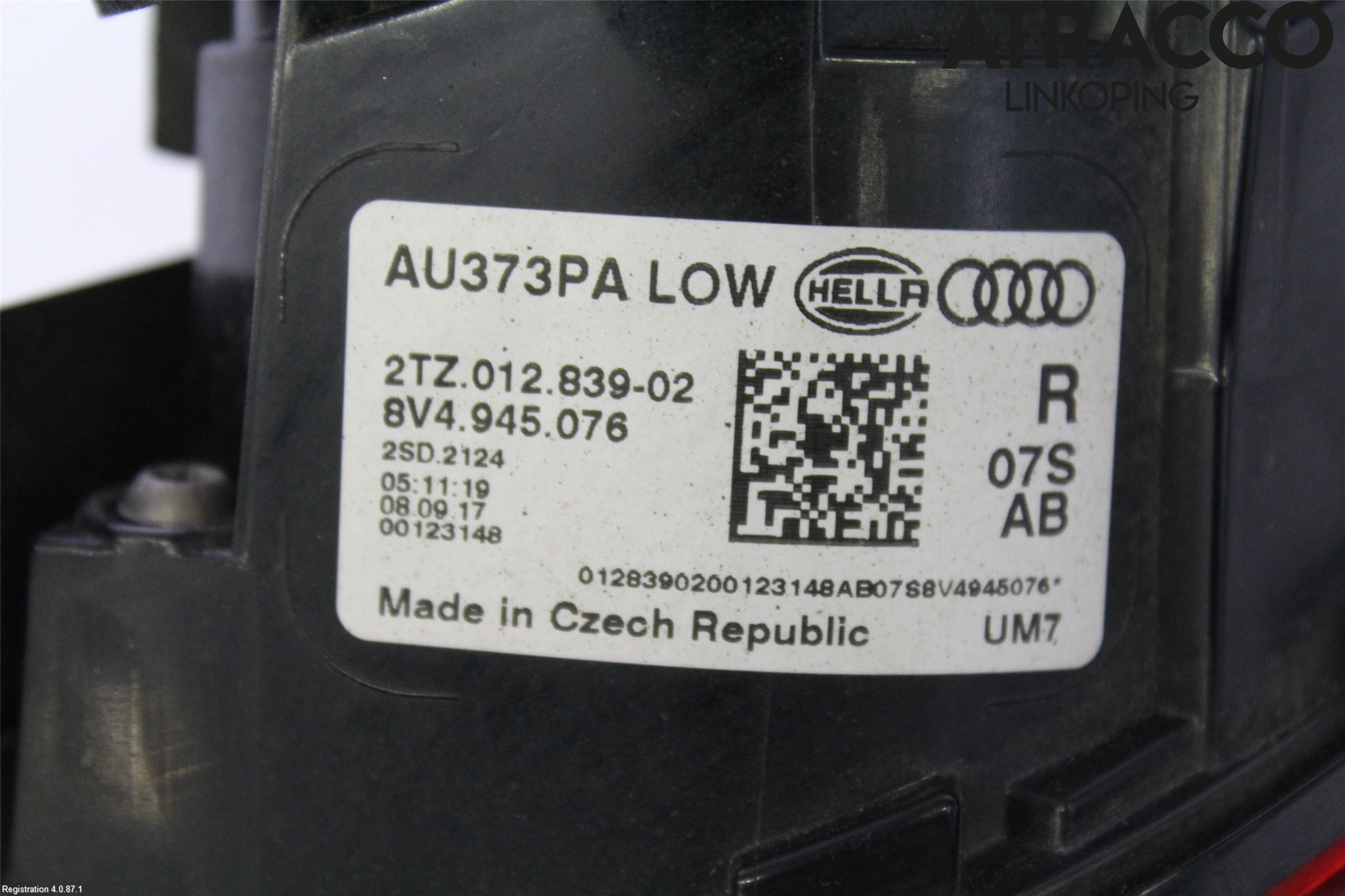 Audi A3/S3 8V 13-20 Baklykt Høyre  På Luke(Indre)