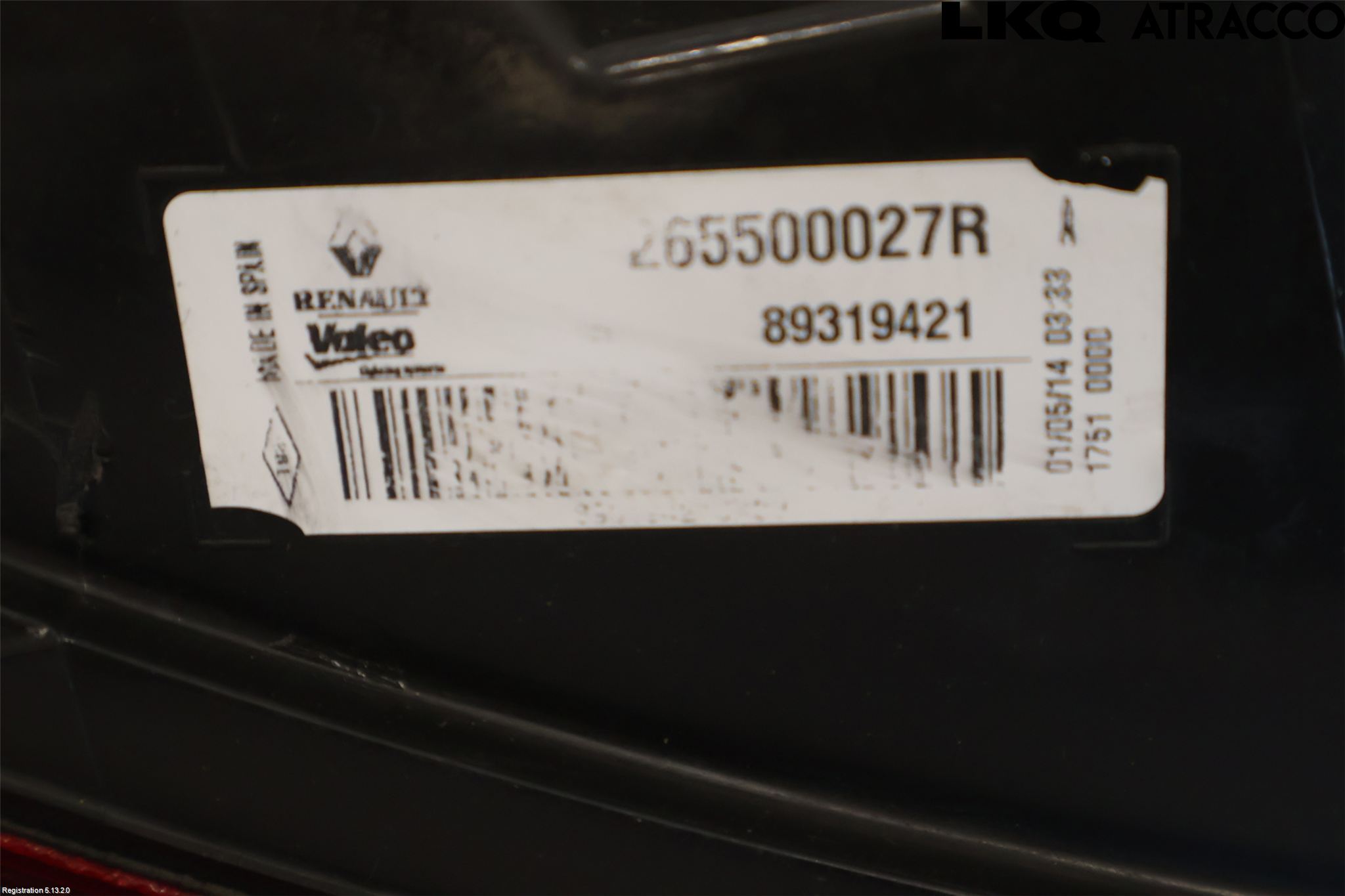 Renault MEGANE III 09-15 Baklykt Høyre  På Luke(Indre)