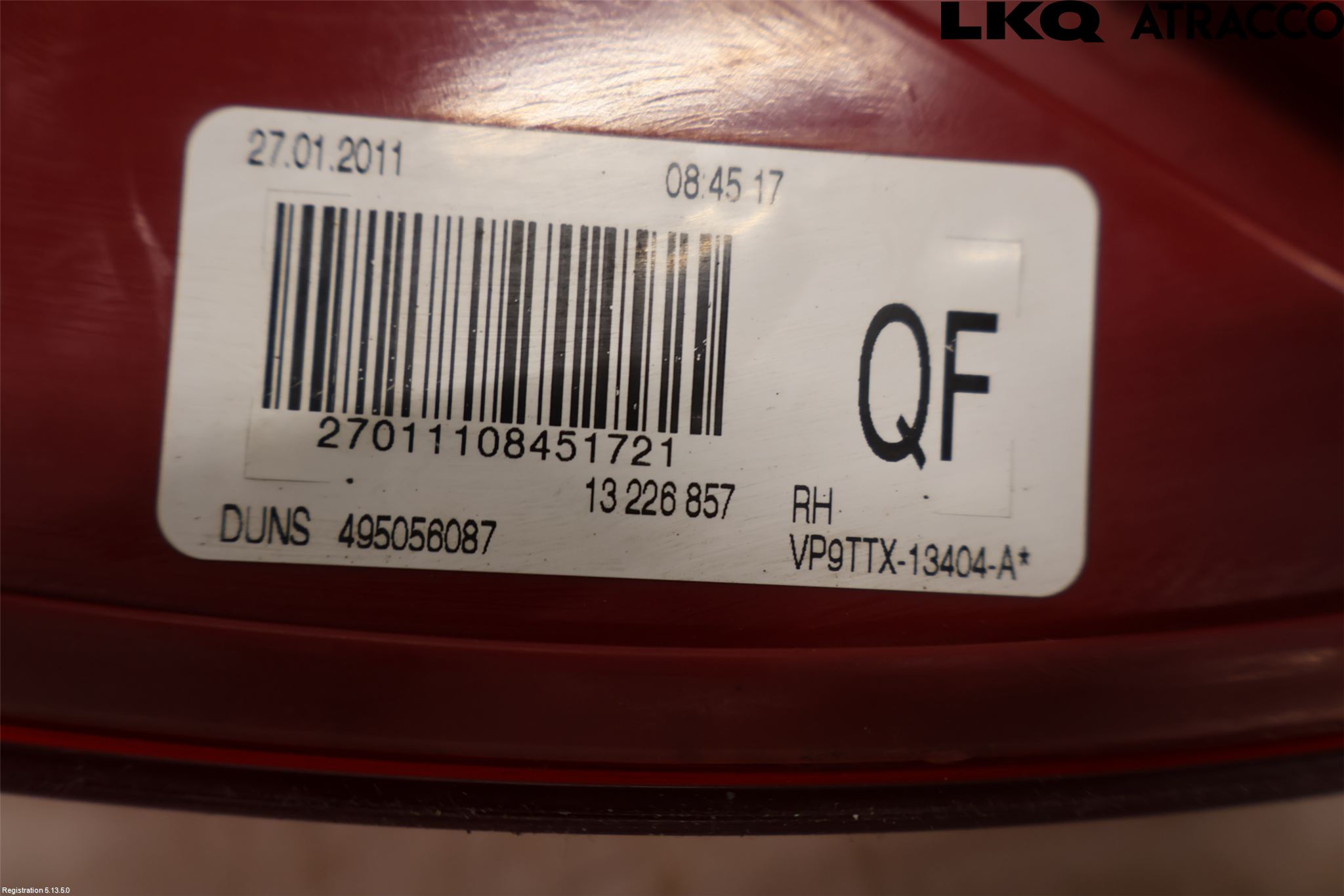 Opel INSIGNIA 09-16 Baklykt Høyre  På Luke(Indre)