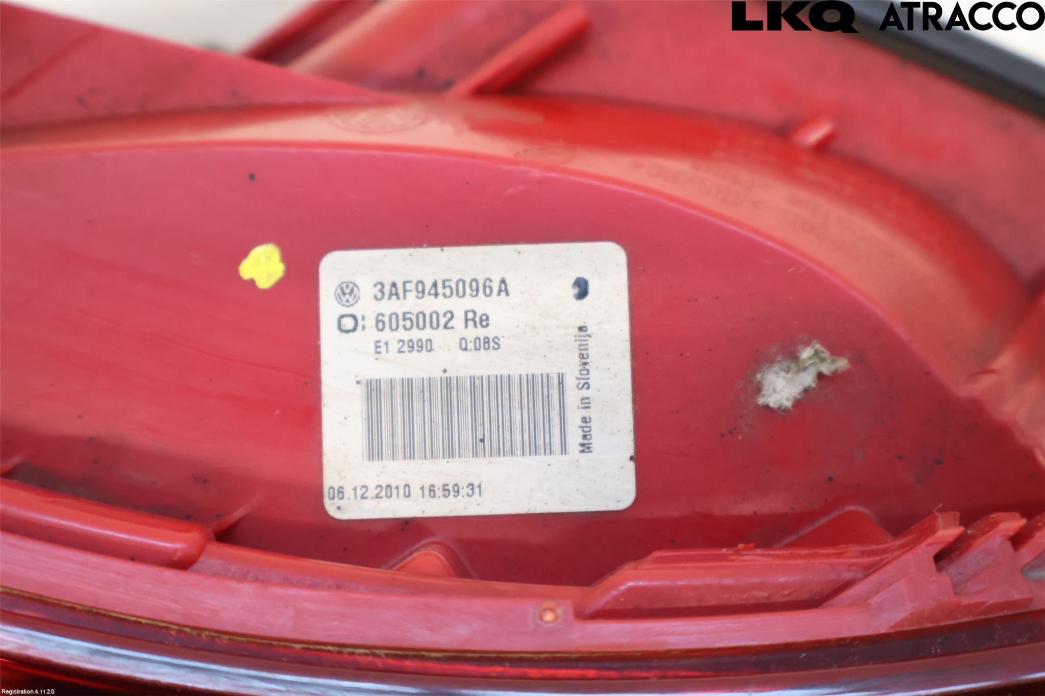 Volkswagen VW PASSAT 11-14 Baklykt Høyre