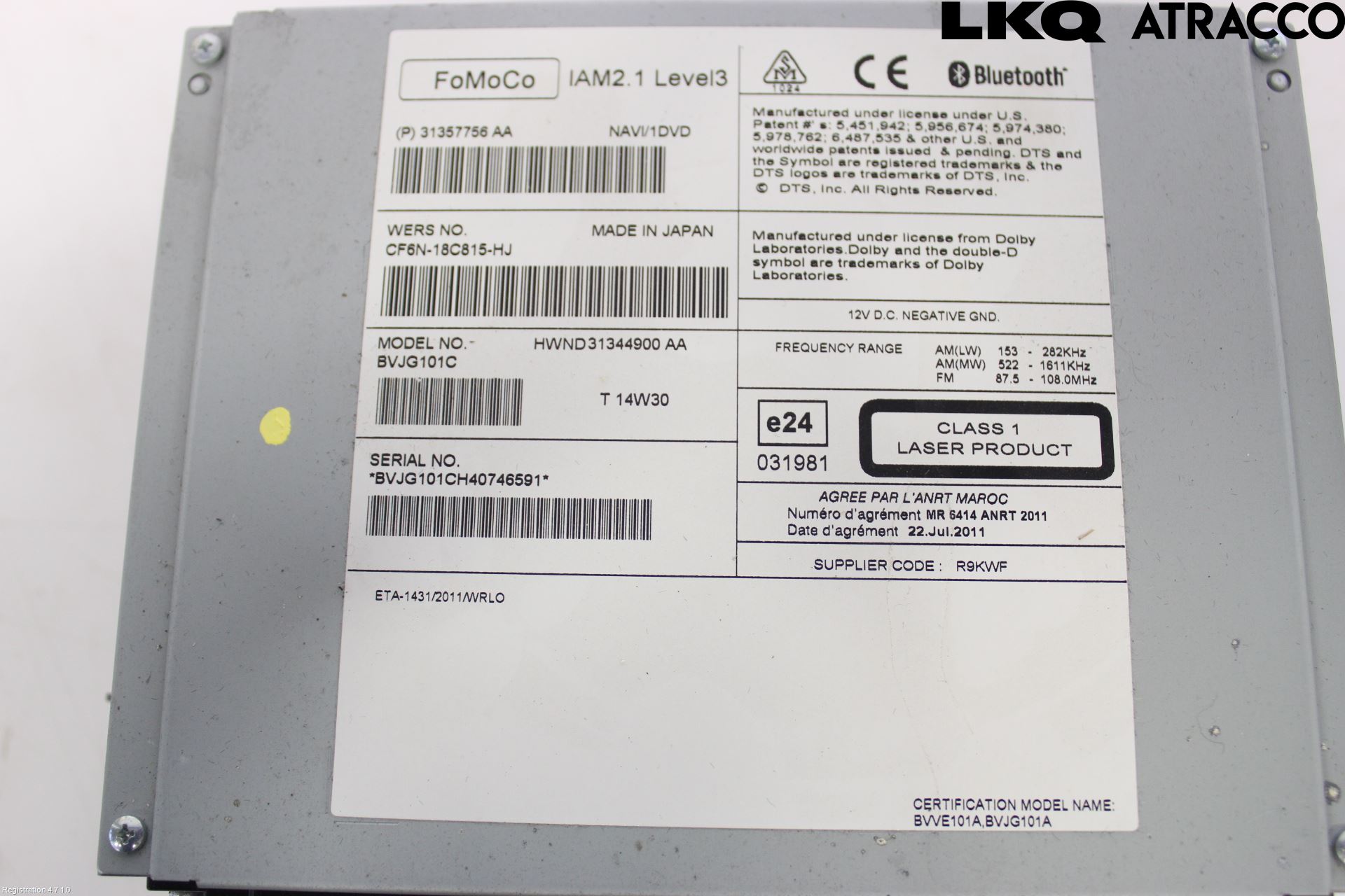 Landrover LAND ROVER RANGE ROVER EVOQUE (L538) 11-18 Stereo Radio Med Cd