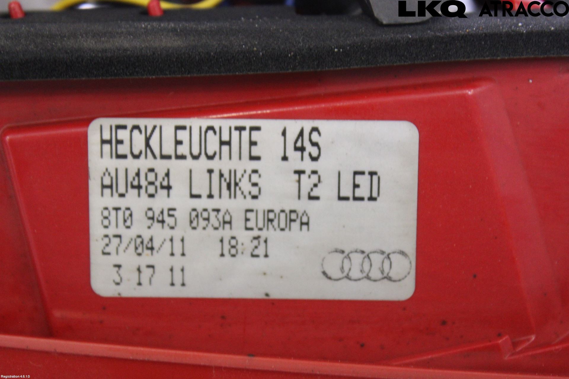 Audi A5 07-16 Baklykt Venstre  På Luke(Indre