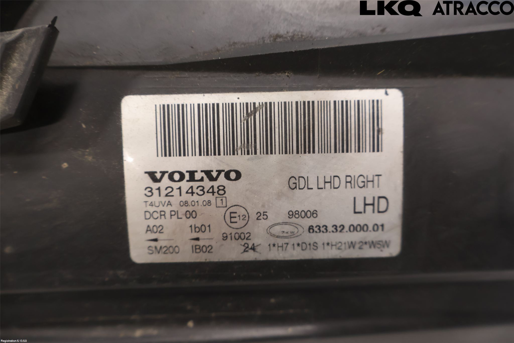 Volvo V70 08-13 Frontlykt Høyre