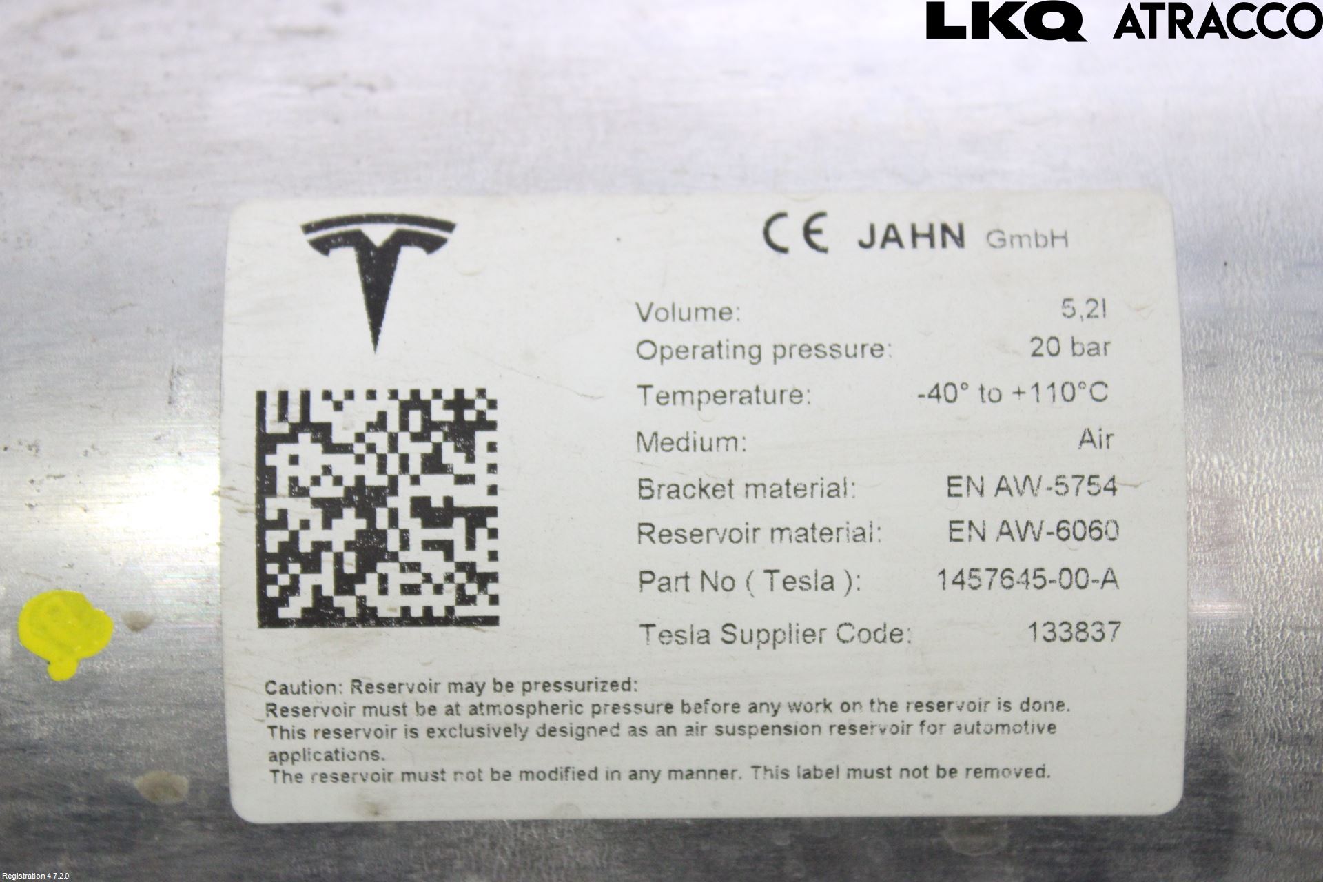 Tesla MODEL S 13- Nivå/Lufrfrändring Trycktank
