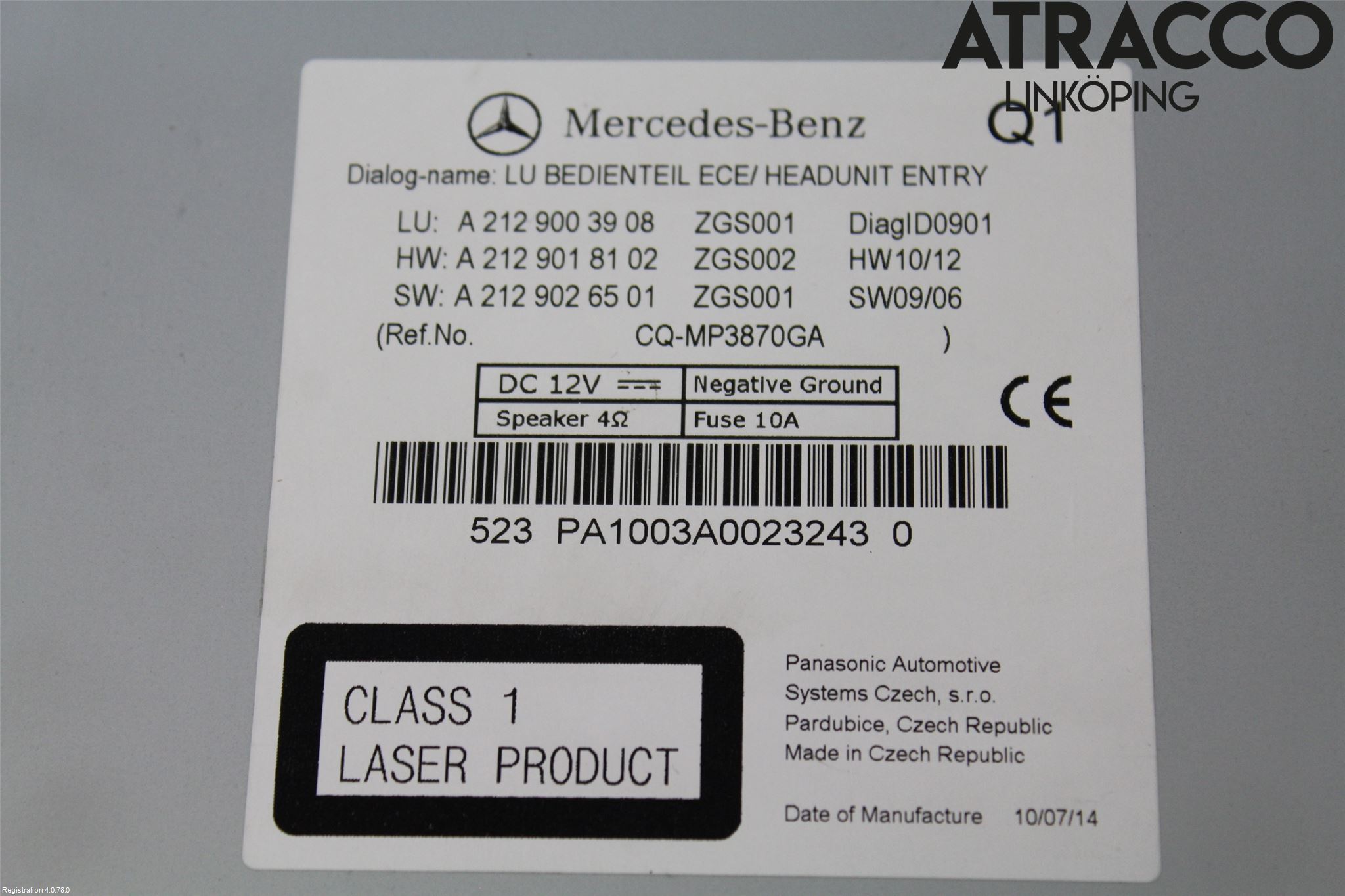 Mercedes-Benz MB E-KLASS (W212) 09-16 Stereo Radio Med Cd