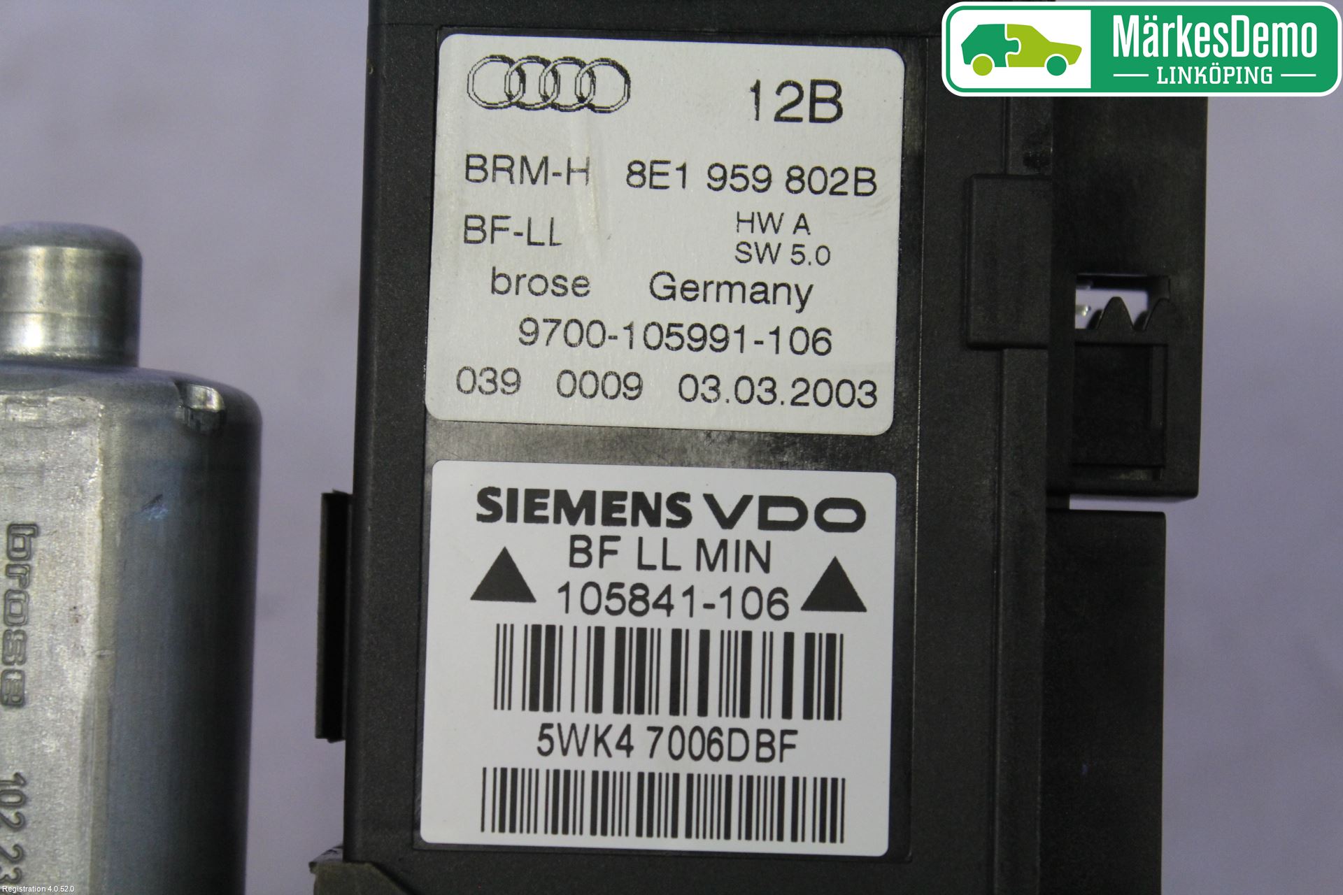Audi A4/S4 01-05 Vindusheismotor