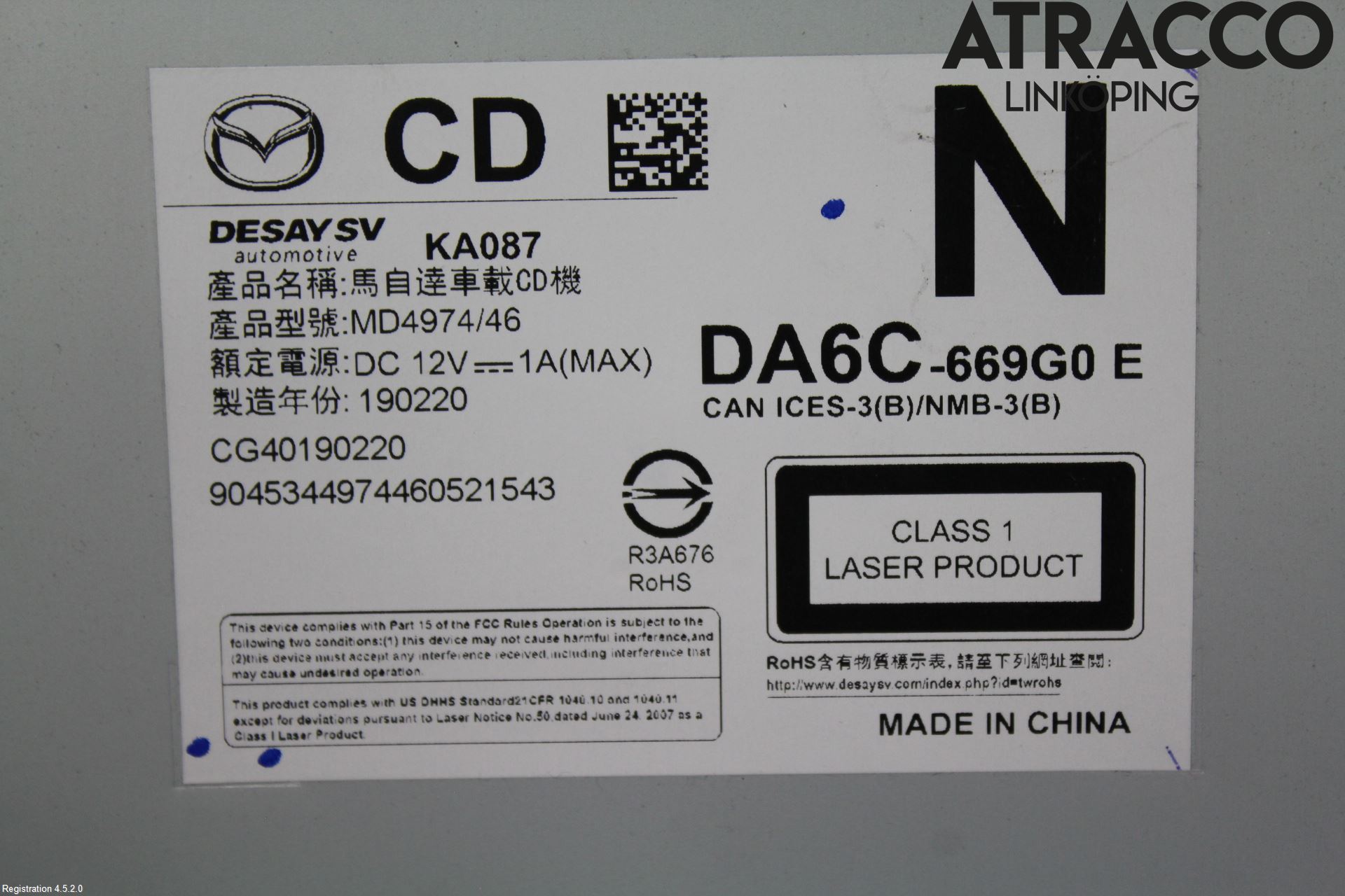 Mazda CX-3 Stereo Radio Med Cd