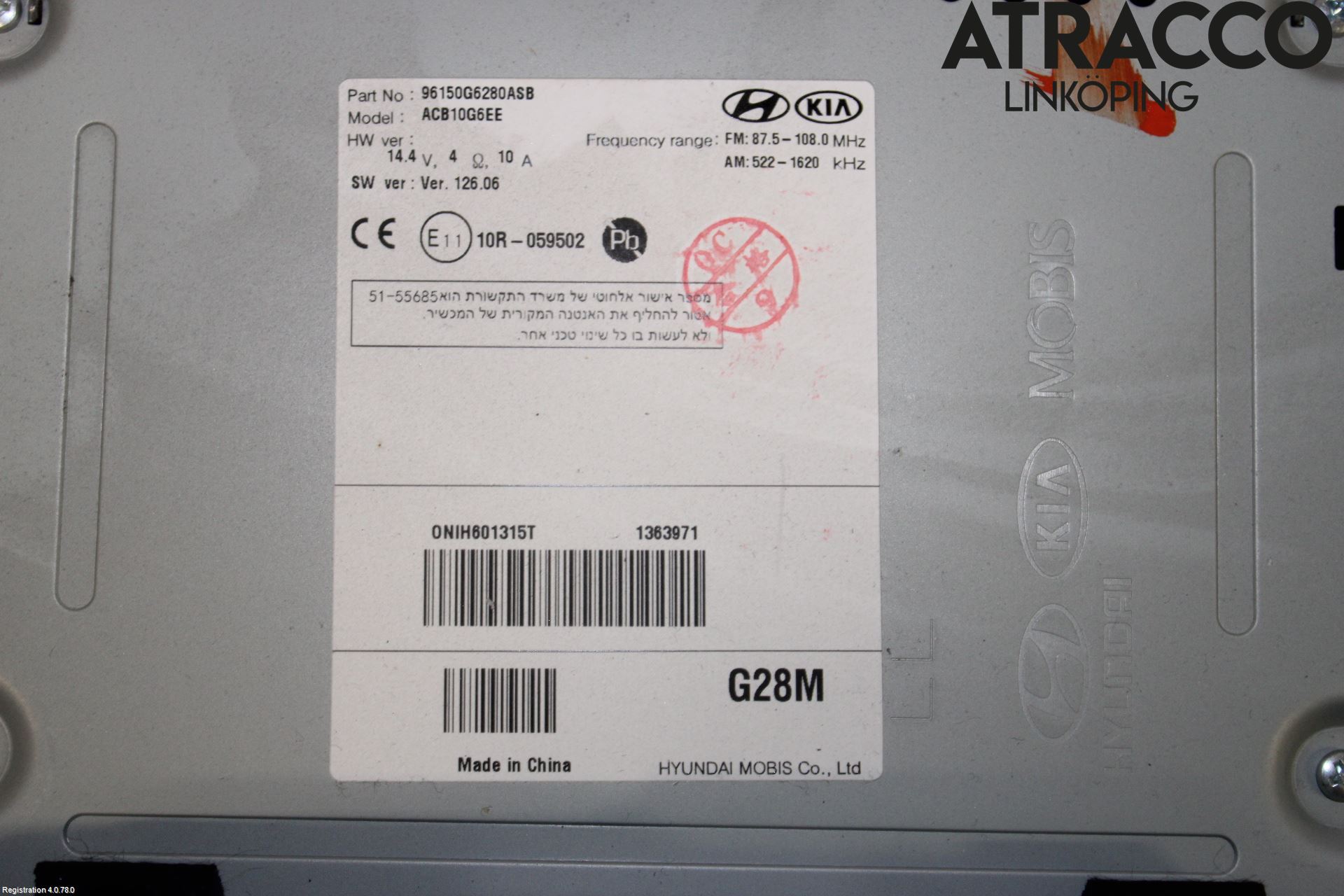 Kia PICANTO 17- Stereo Radio Med Cd