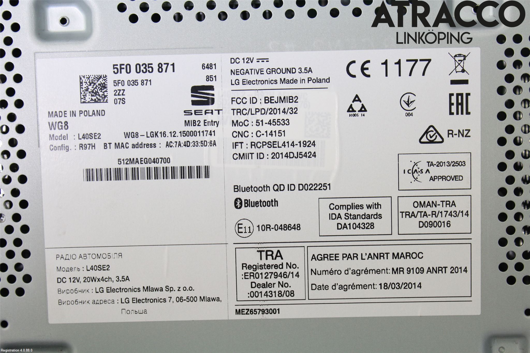 Seat IBIZA IV 08-16 Stereo Radio Med Cd